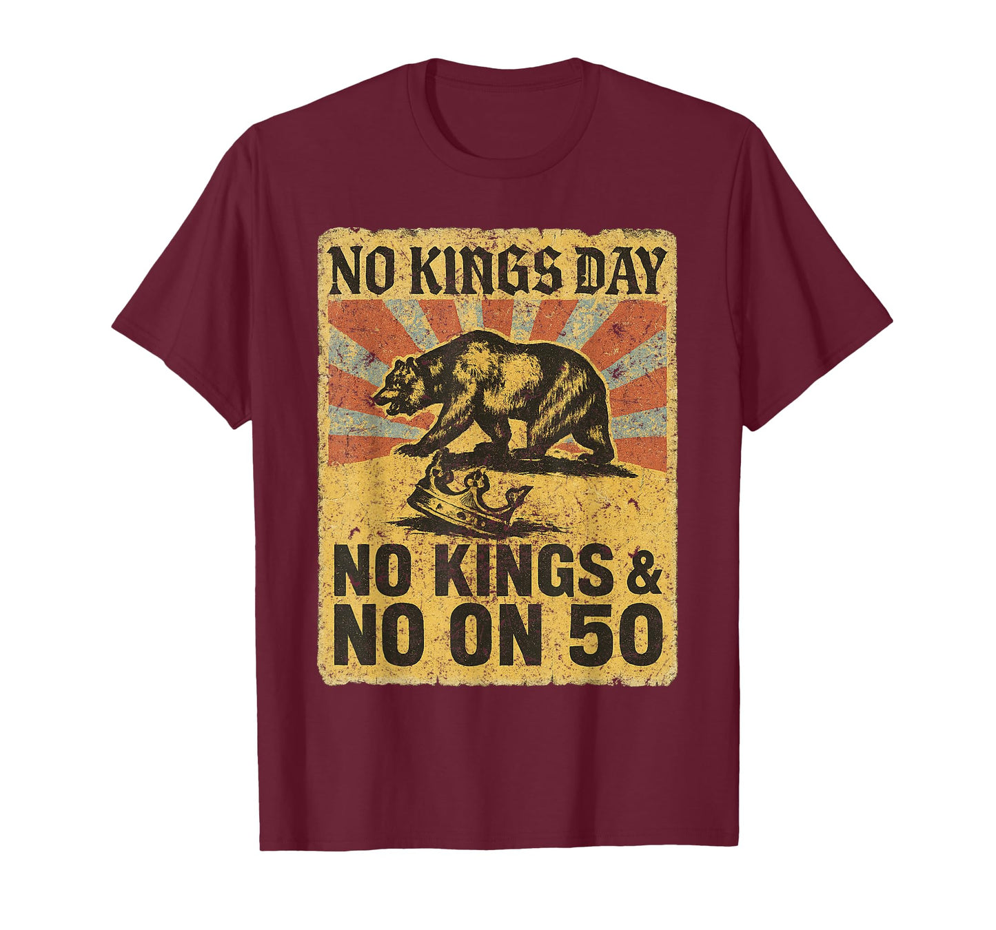 Vintage California Republic Bear Poster No Kings No On 50 T-Shirt