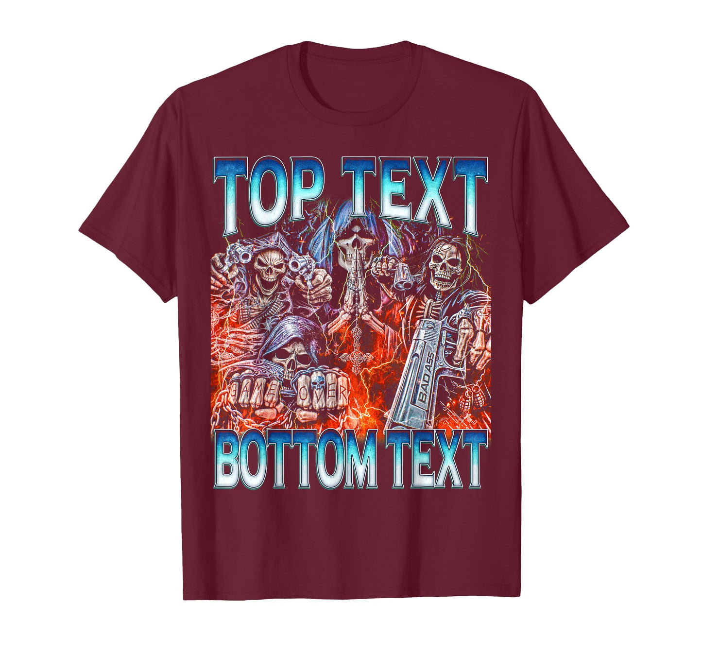 Top Bottom Text - Edgy Skeleton Bootleg Hard Skeleton Meme T-Shirt