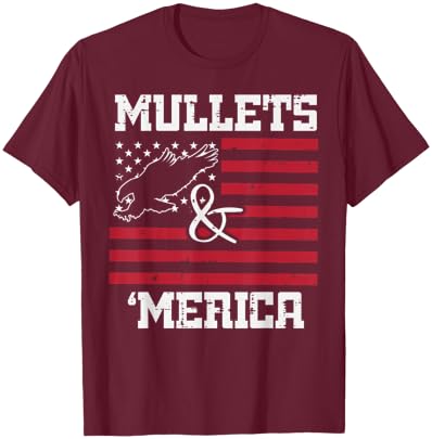 Mullets And Merica Eagle American Flag Fourth 4th Of July Women Kids Men T-Shirt - T-Shirt | Maroon