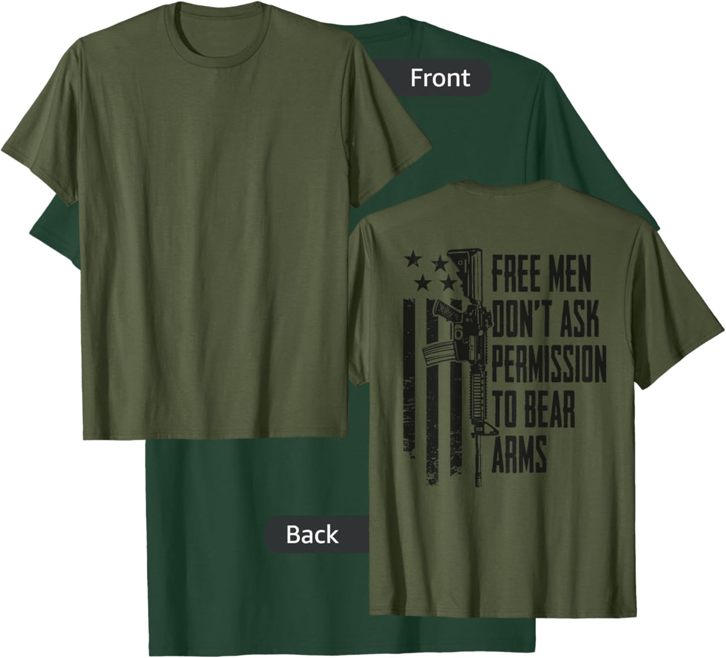 Free Men Don't Ask Permission To Bear Arms - Camo - ON BACK T-Shirt - T-Shirt | Forest