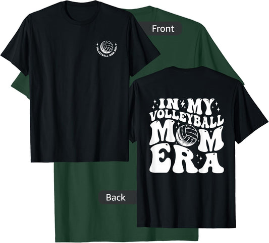 in My Volleyball Mom Era Groovy Retro Funny (2 Sides) T-Shirt - T-Shirt | Forest