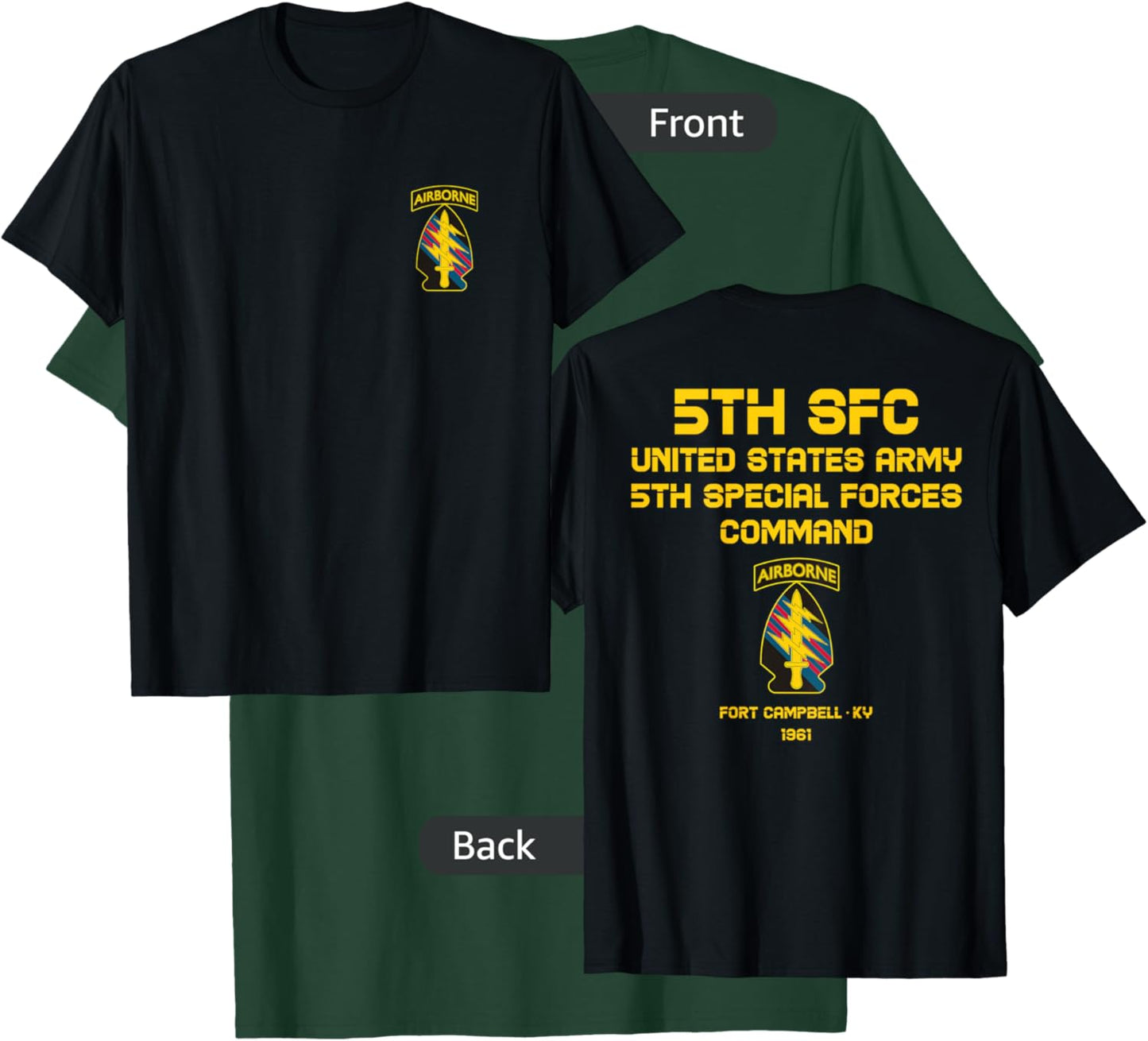 US Army 5th Special Forces Command Airborne USA Paratrooper T-Shirt - T-Shirt | Forest