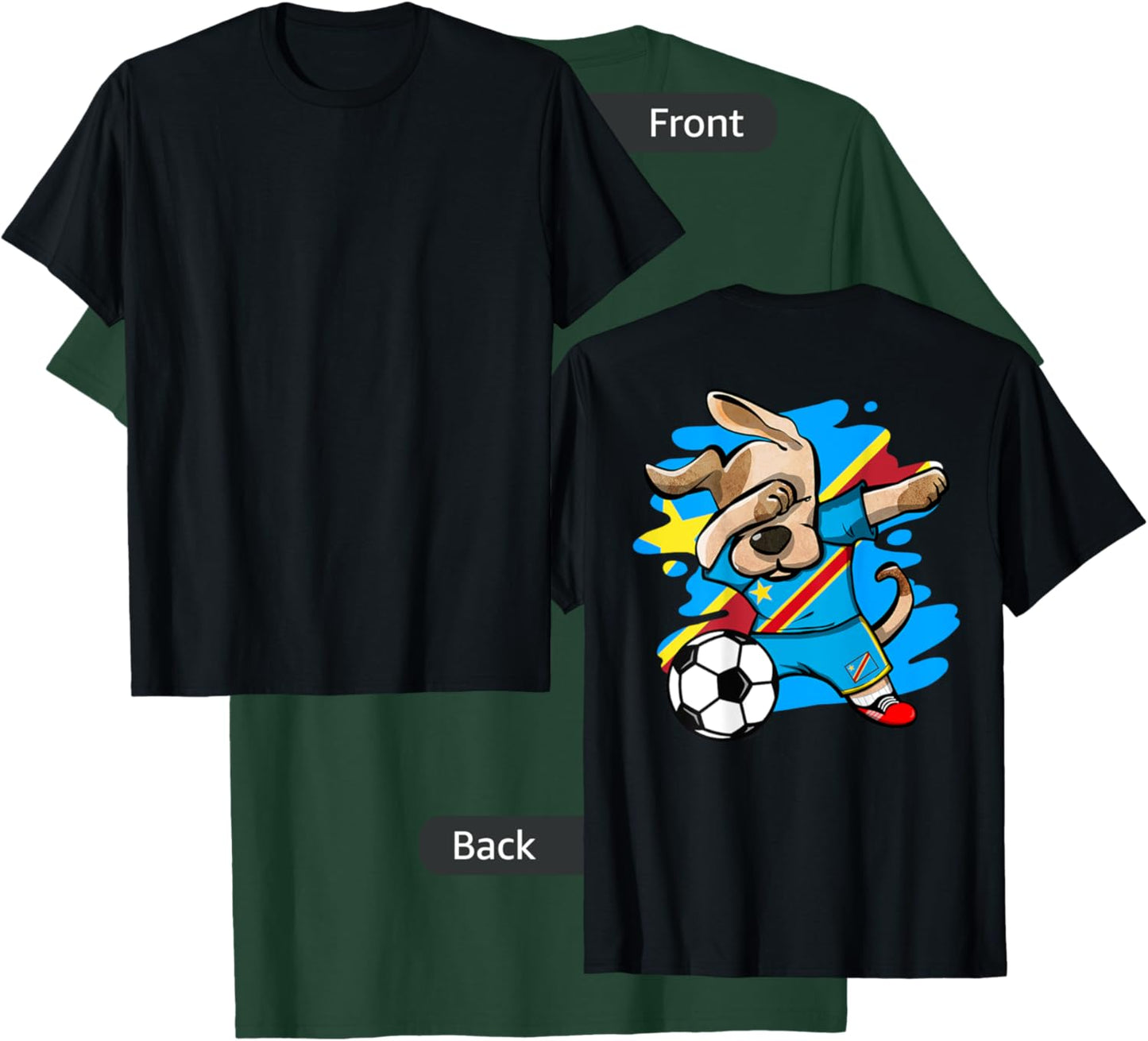 Dabbing Dog DR Congo Soccer Fans Jersey Congolese Football T-Shirt - T-Shirt | Forest