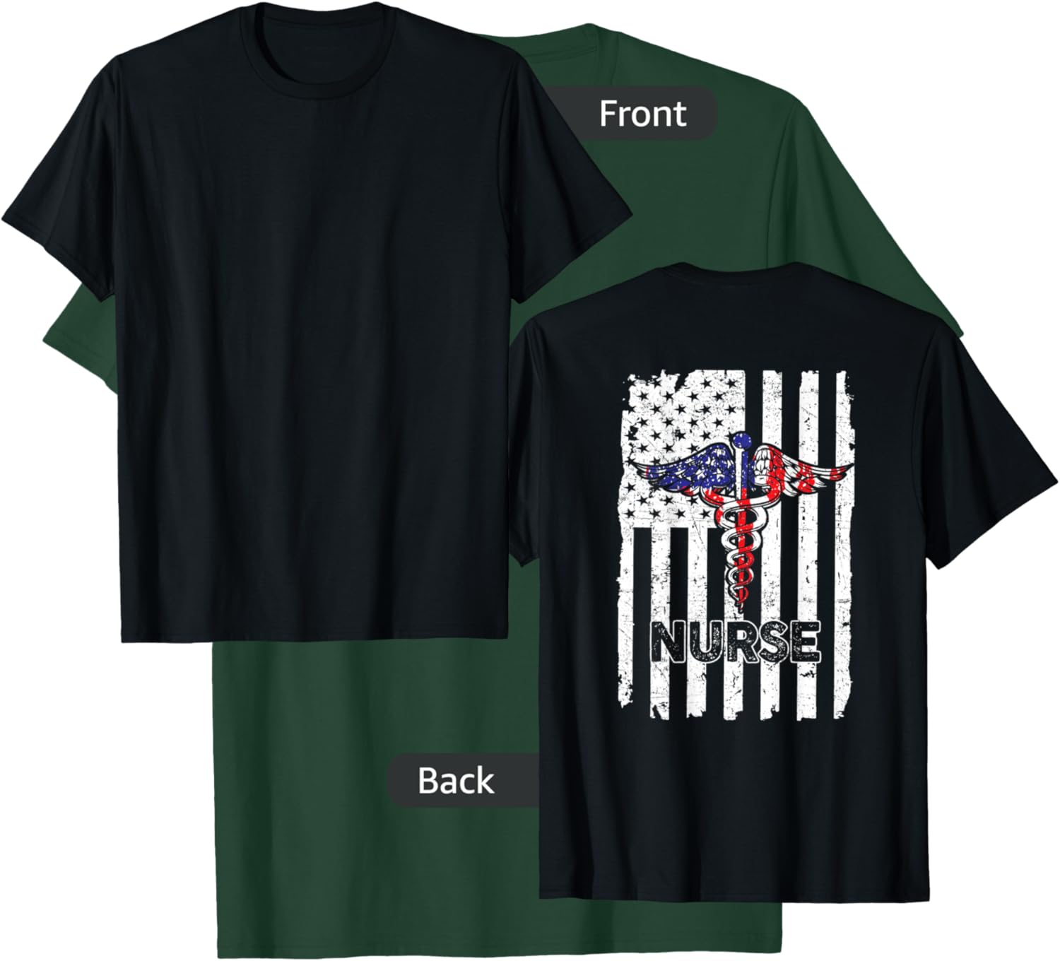 Vintage Nurse Nursing American Flag Patriotic 4th of July T-Shirt - T-Shirt | Forest