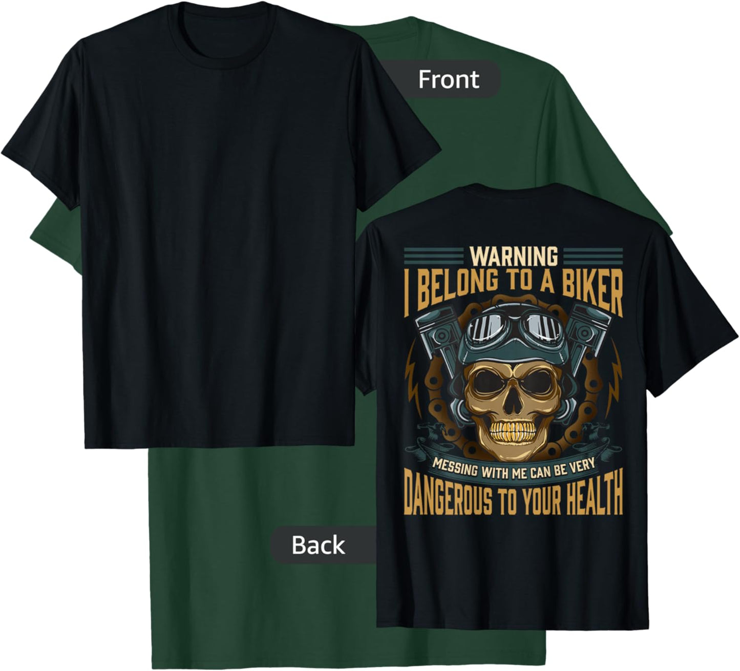Biker Girlfriend Wife I Belong To A Biker Valentine On Back T-Shirt - T-Shirt | Forest