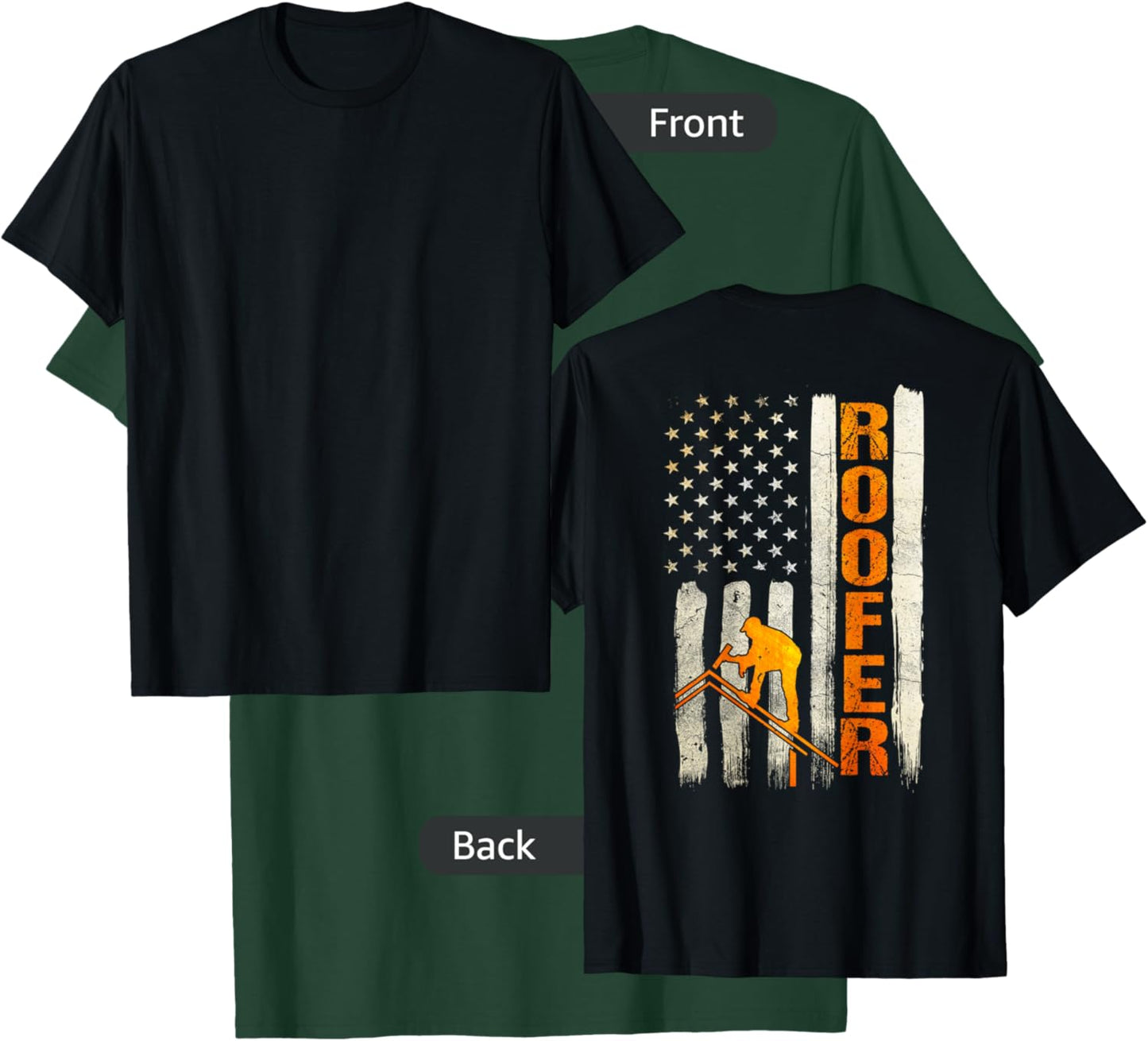 Roofer Gifts Roofing Design On Back of Clothing T-Shirt - T-Shirt | Forest