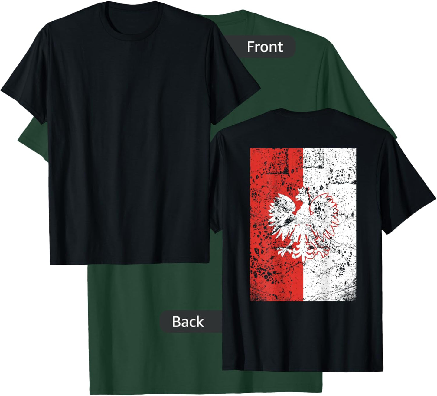 Poland Flag Vintage Big Polska Eagle Polish Pride Country T-Shirt - T-Shirt | Forest