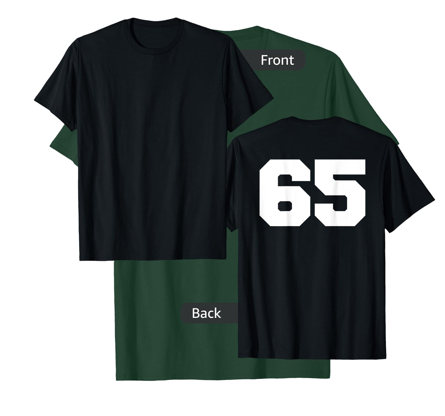 Number 65 Sports Jersey Player #65 Fan BACK PRINT Varsity T-Shirt