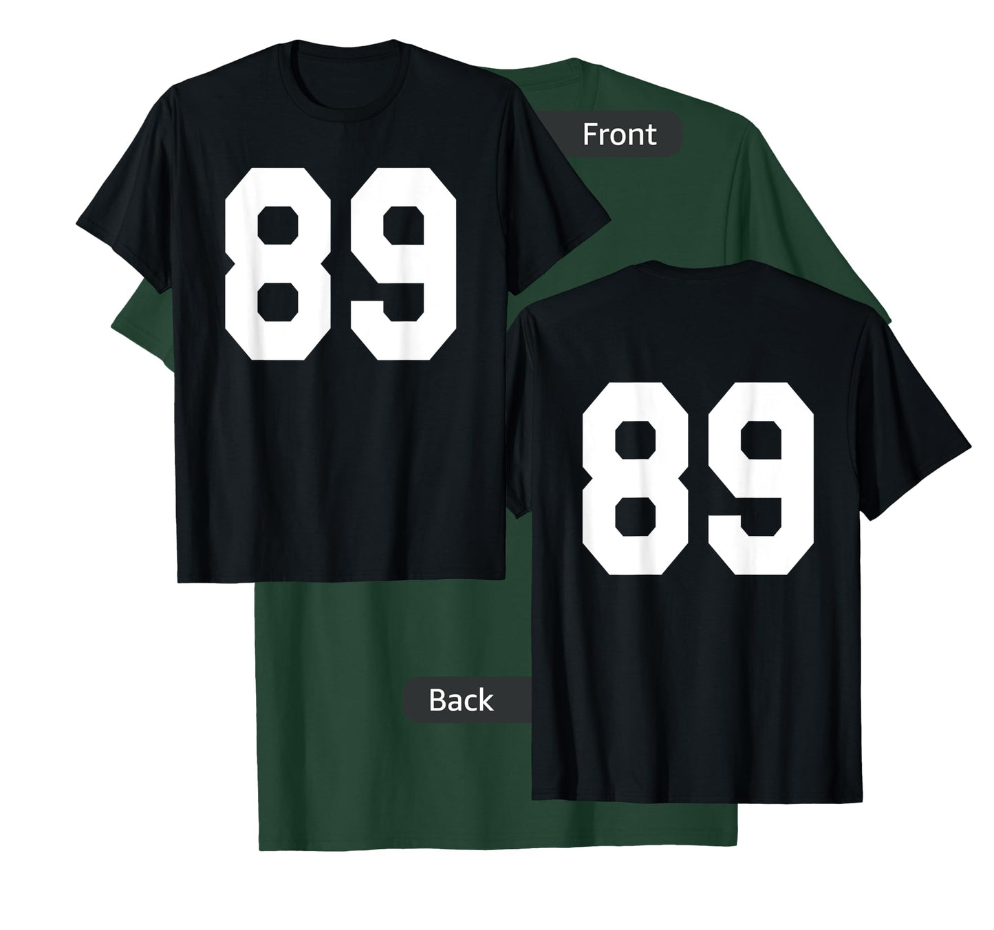 Number 89 Sports Jersey Front and Back Team Player T-Shirt