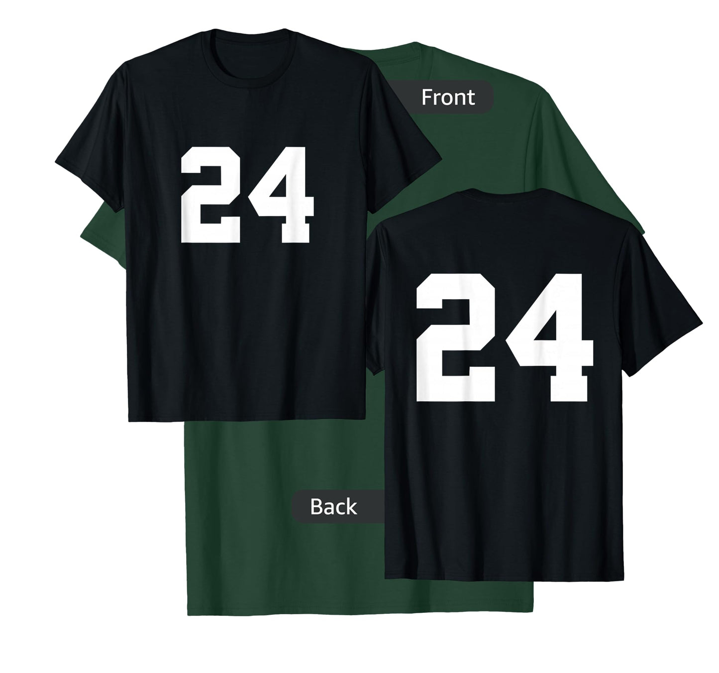 Number 24 (on Front / Back) Sports Team Jersey Number T-Shirt