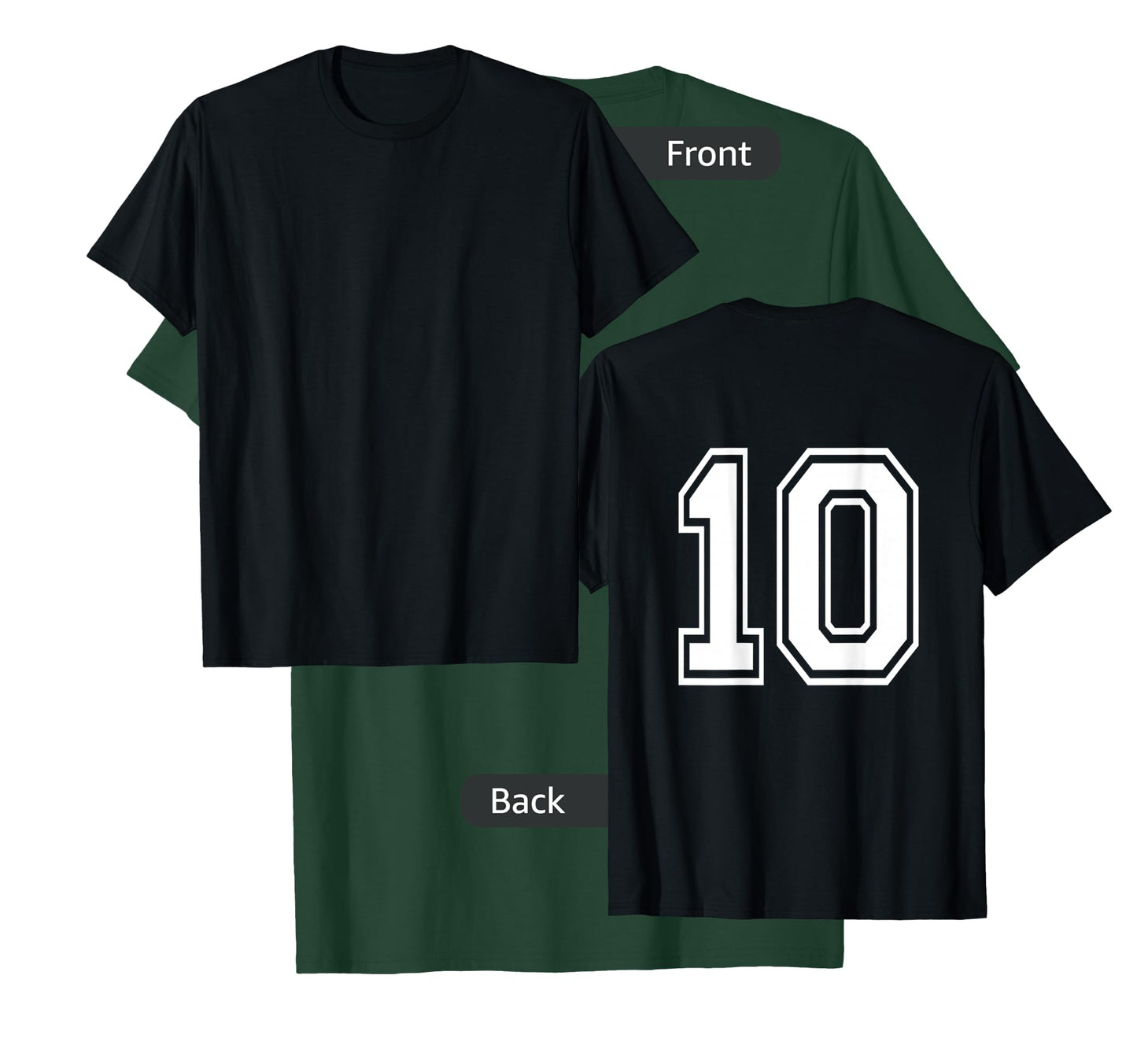 Number 10 Shirt Sports Player Number BACK of Shirt T-Shirt
