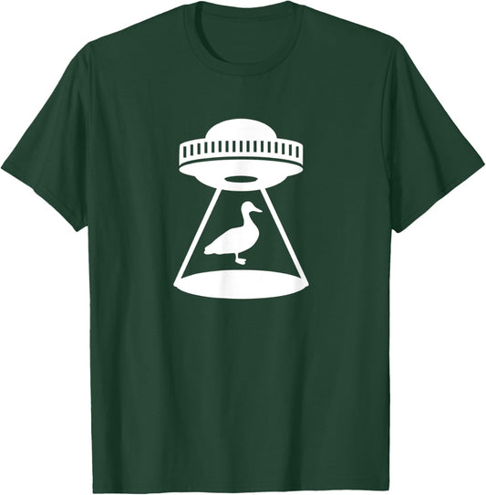 Duck Abduction Alien Spaceship Space Water Fowl Mallard T-Shirt - T-Shirt | Forest