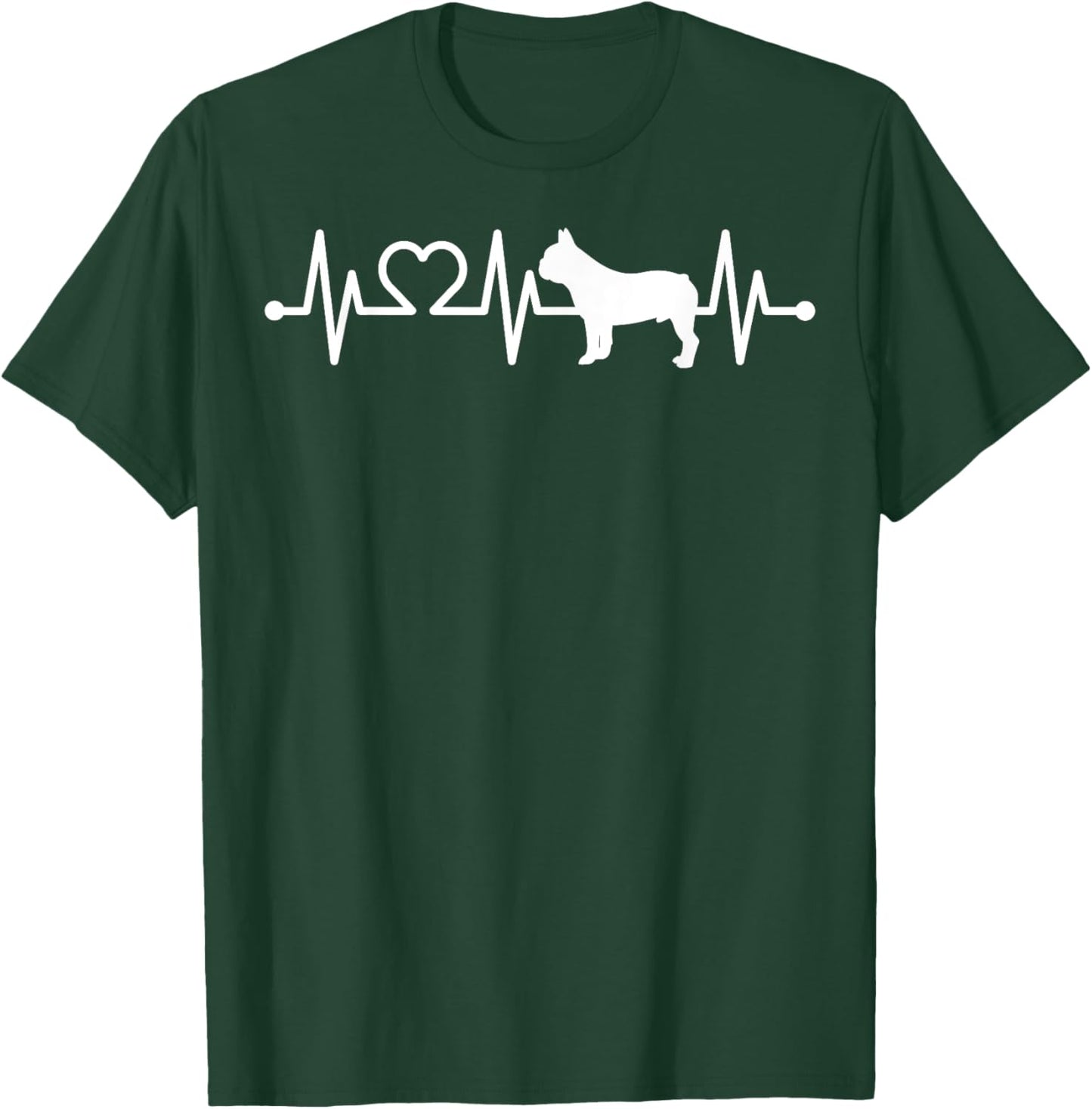Heartbeat French bulldog Pulse ECG Bouledogue T-Shirt - T-Shirt | Forest