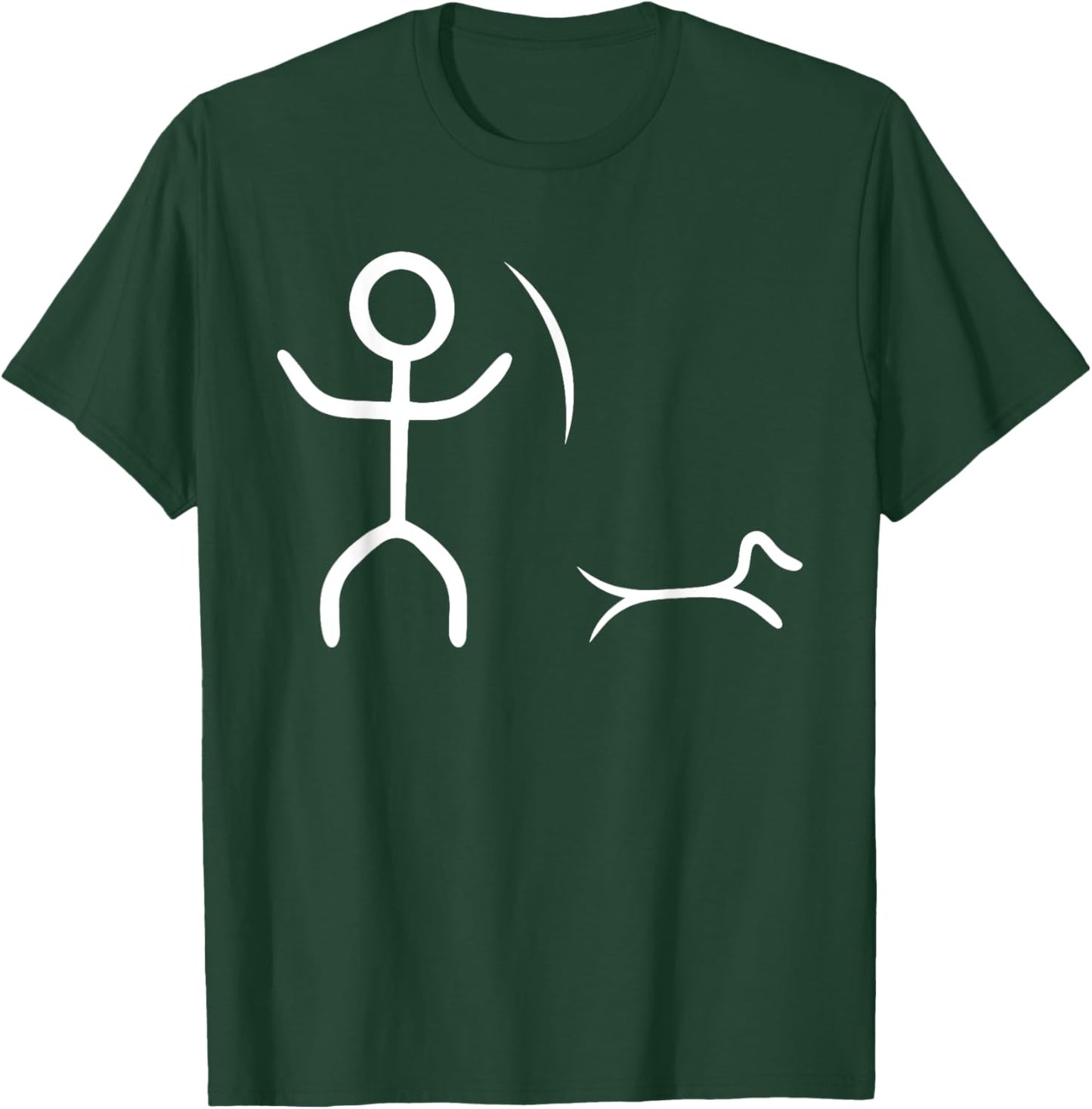 Stick-Man Fathers Day Hunter Outdoor Hunting Figure Dog T-Shirt - T-Shirt | Forest