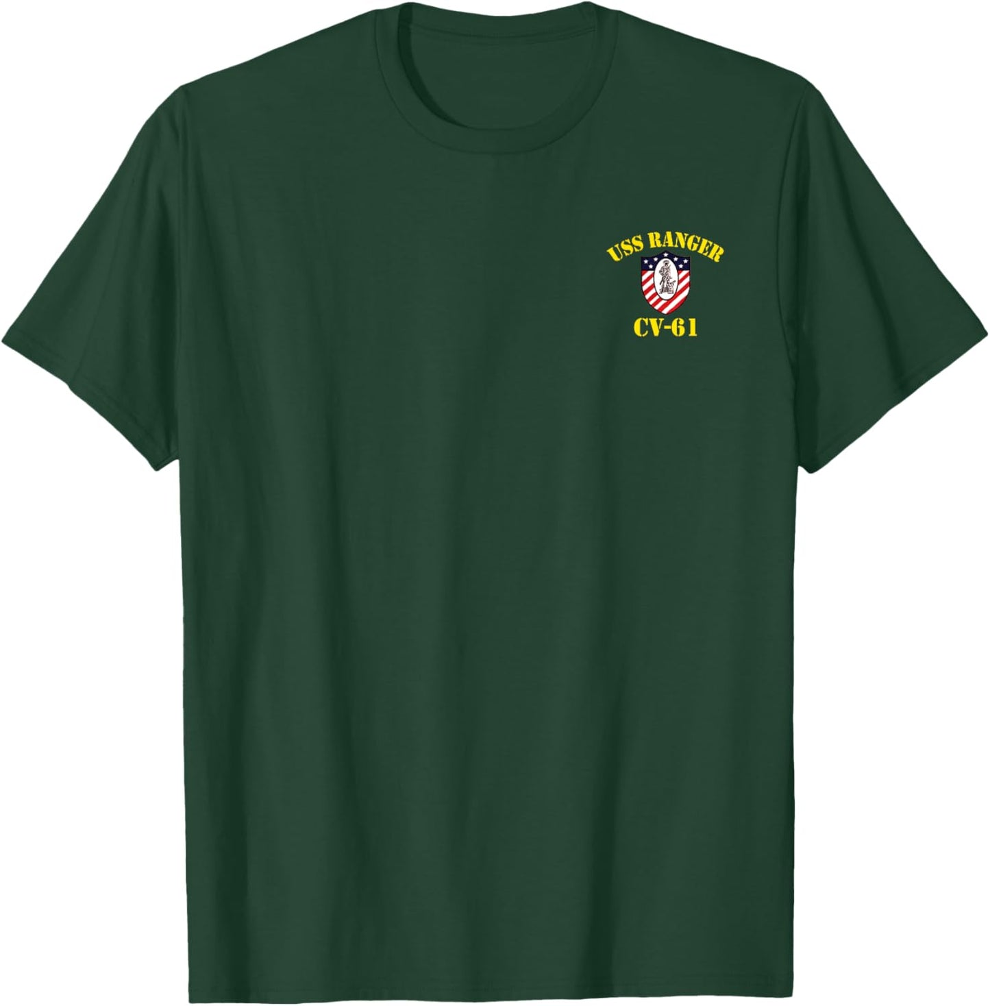 USS Ranger CV-61 Veteran Shirt Patriotic Veterans Day Dad Men T-Shirt - T-Shirt | Forest