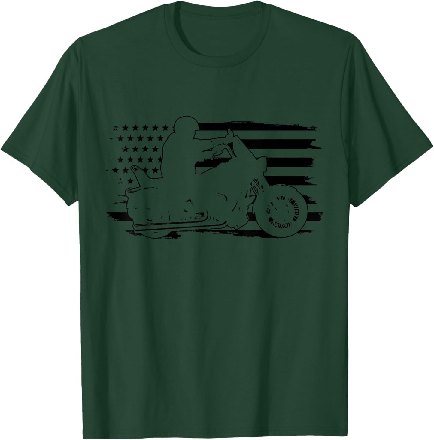 Patriotic Motorcycle Vintage American Flag Biker T-Shirt - T-Shirt | Forest