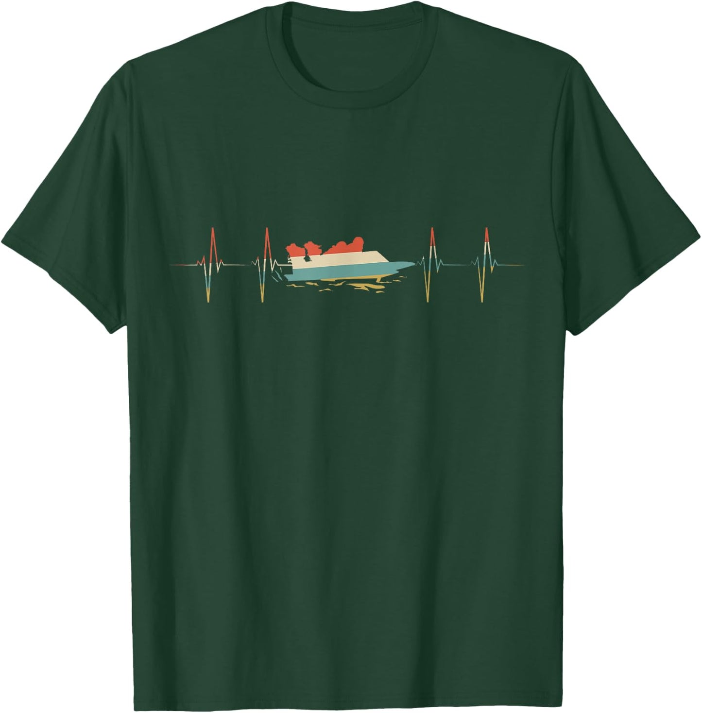 Hydroplane Racing Heartbeat Retro ECG EKG T-Shirt - T-Shirt | Forest