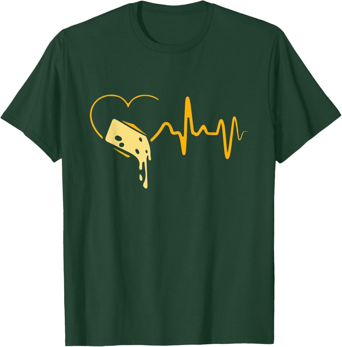 Funny Cheese Art Women Kids Cheese Lovers Heartbeat T-Shirt - T-Shirt | Forest