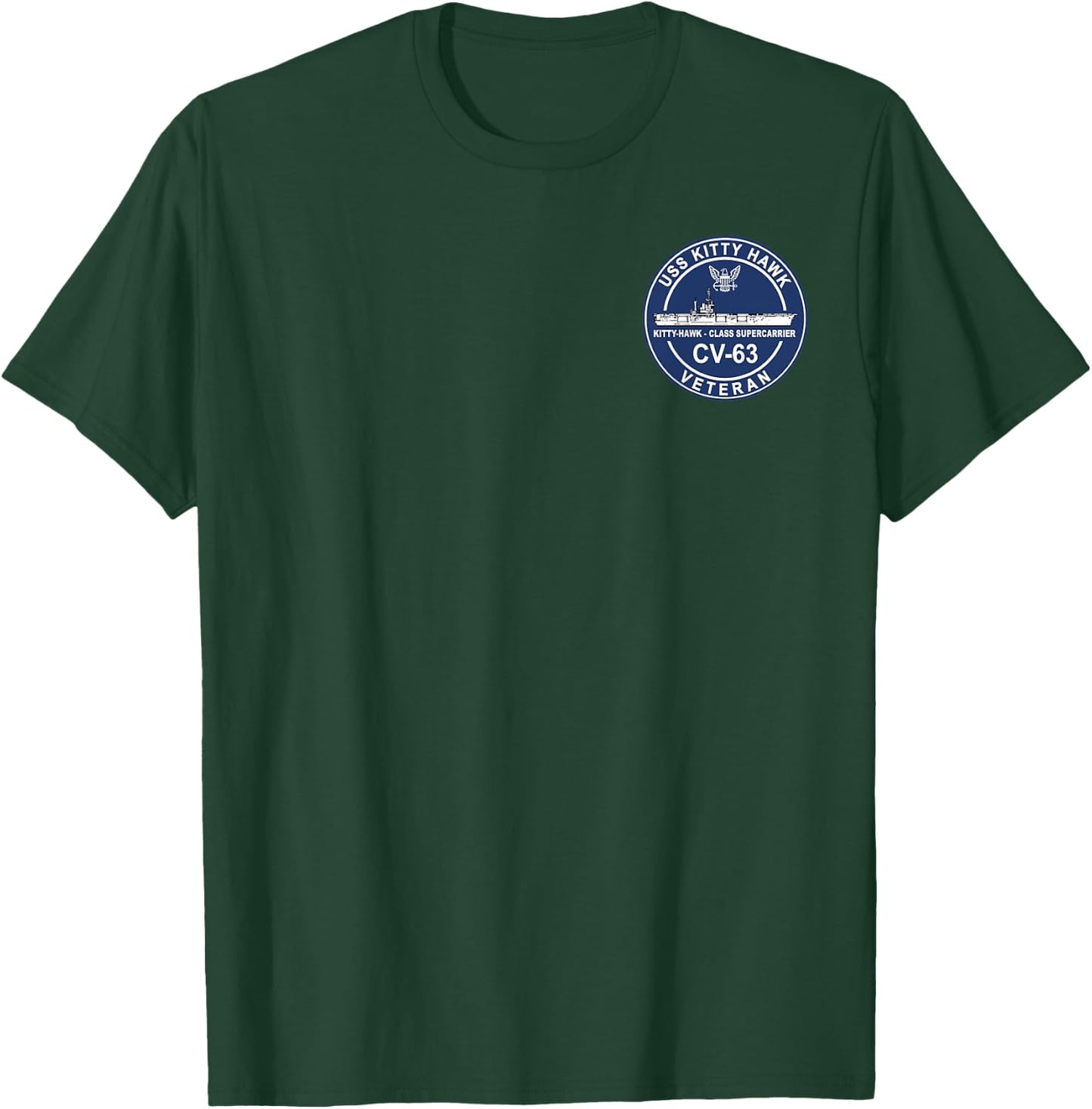 Vintage USS Kitty Hawk CV-63 Aircraft Carrier Veteran Flag T-Shirt - T-Shirt | Forest