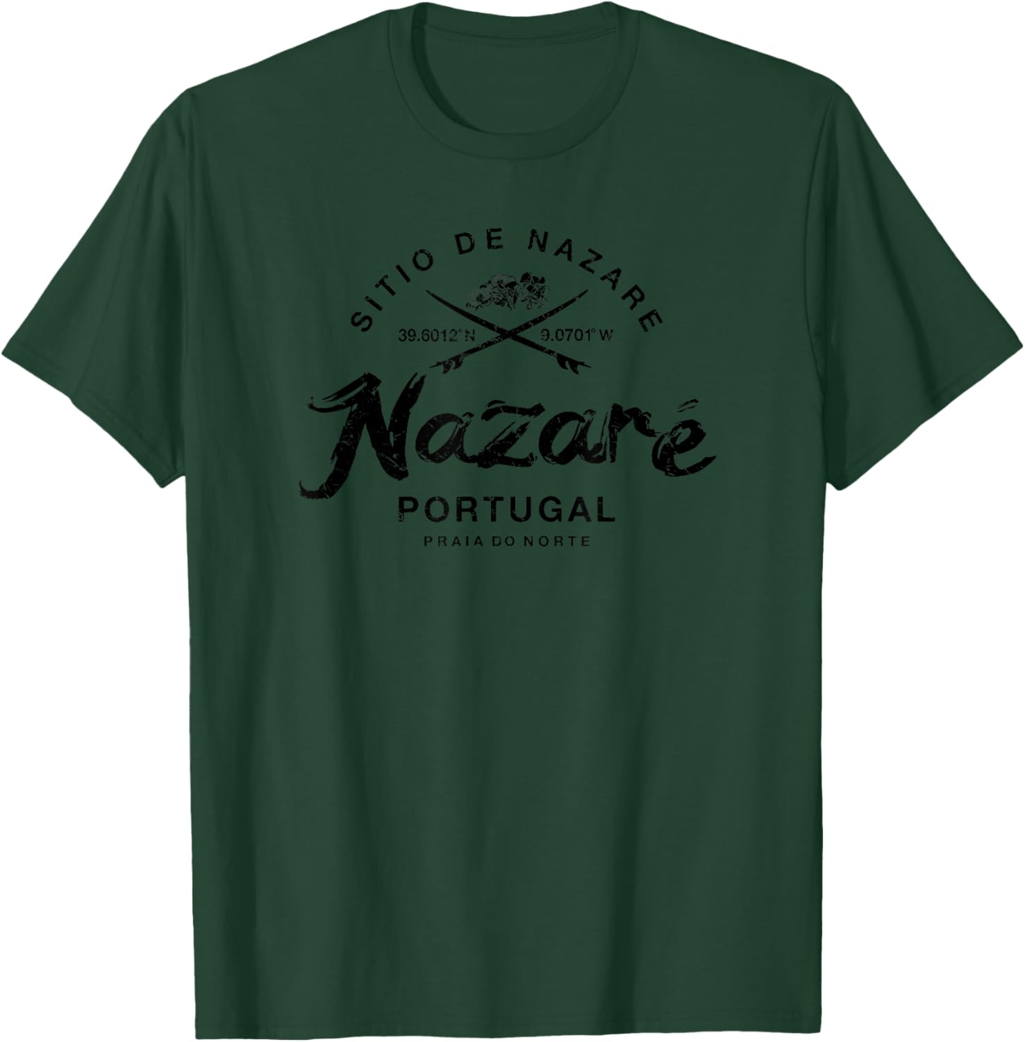 Nazare Portugal Vintage Surfing T-Shirt - T-Shirt | Forest