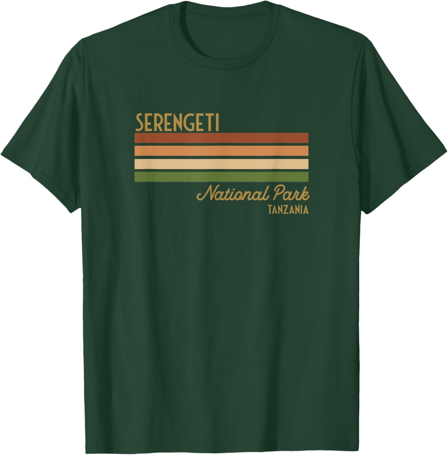 SERENGETI Africa National Parks Shirts & Souvenirs Men's Adults Short Sleeve Black Cotton 65% Polyester 35% Small Classic Fit Modern Casual National Vacation T-Shirt - T-Shirt | Forest