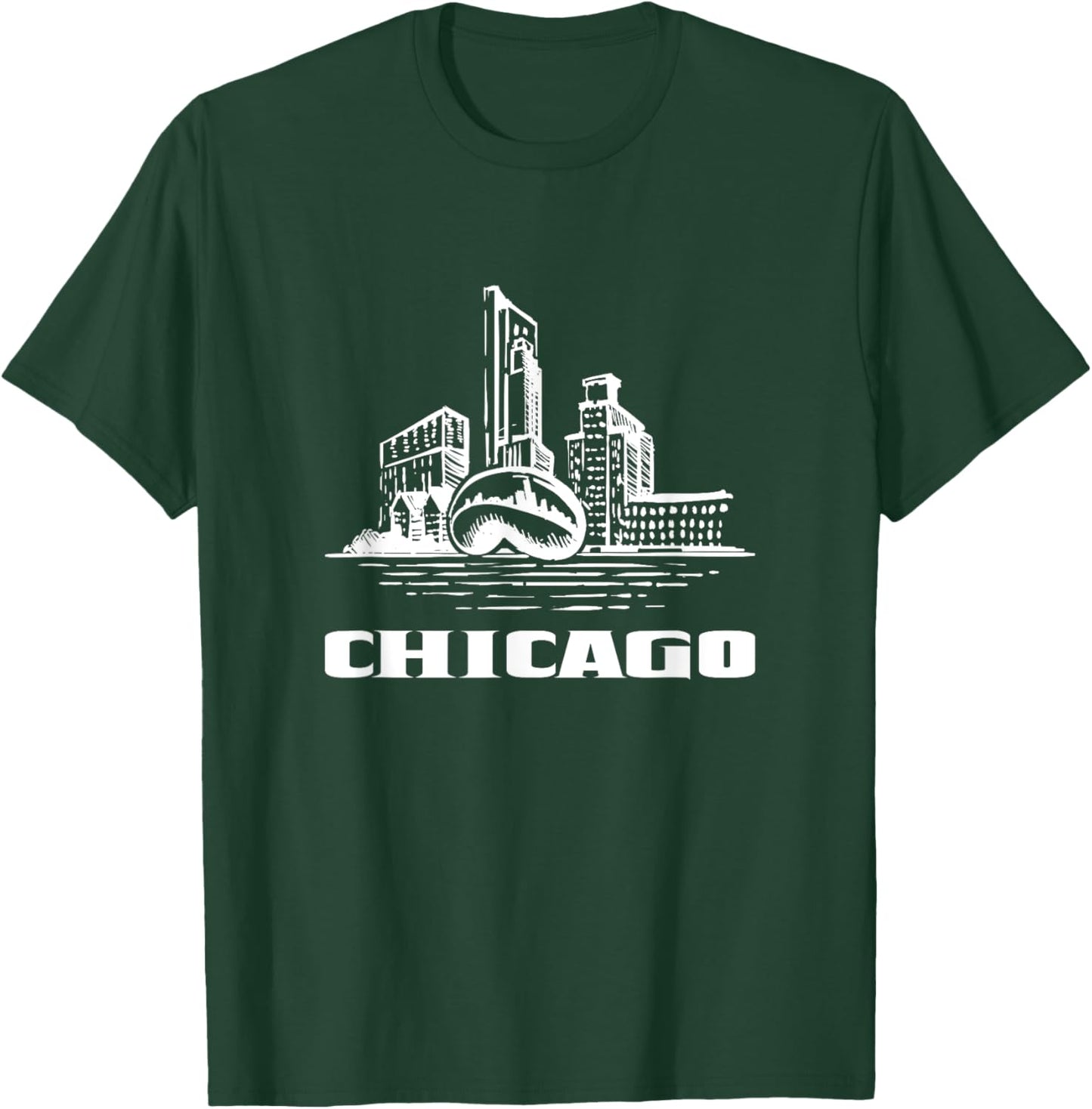 Chicago Downtown City Chicago Illinois Cloud Gate The Bean T-Shirt - T-Shirt | Forest
