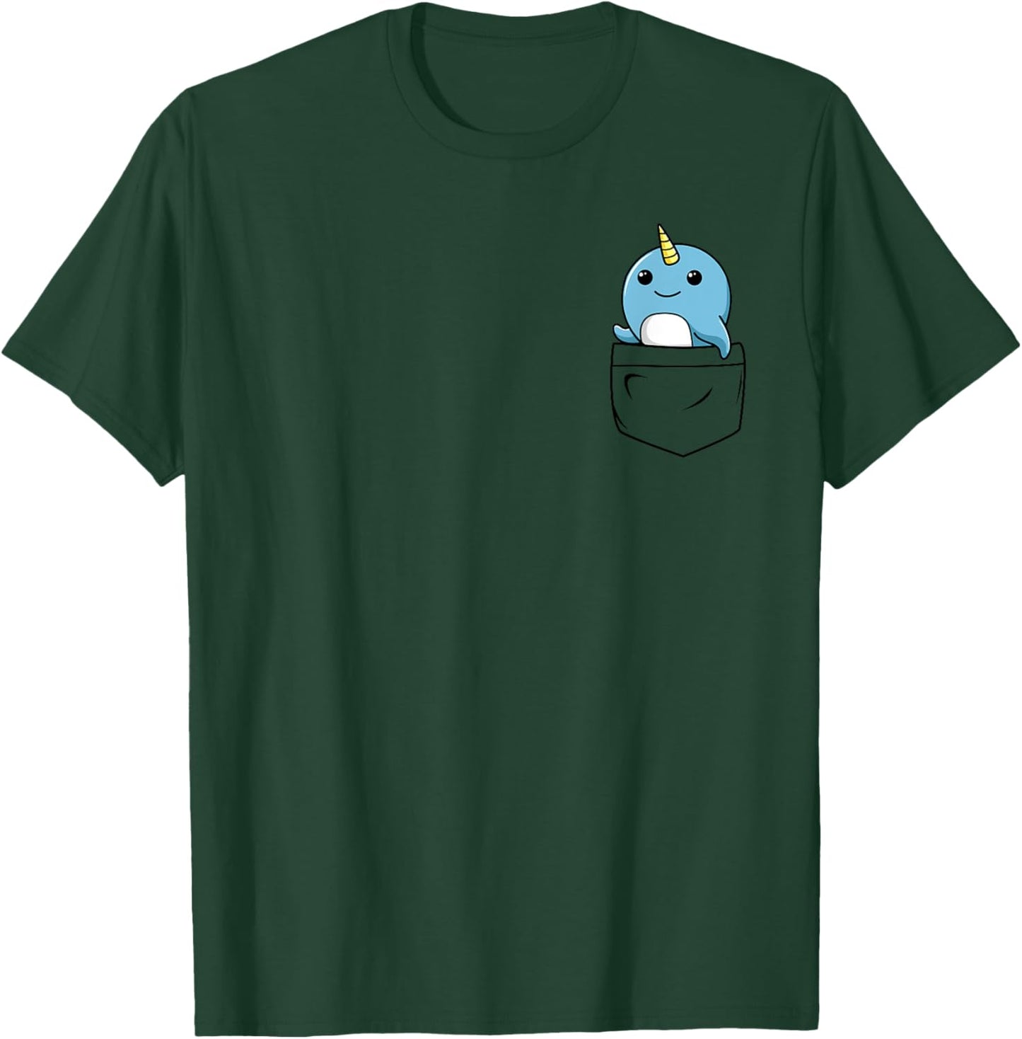 Narwhal Pocket | Unicorn of the Sea Funny Animal T-Shirt - T-Shirt | Forest
