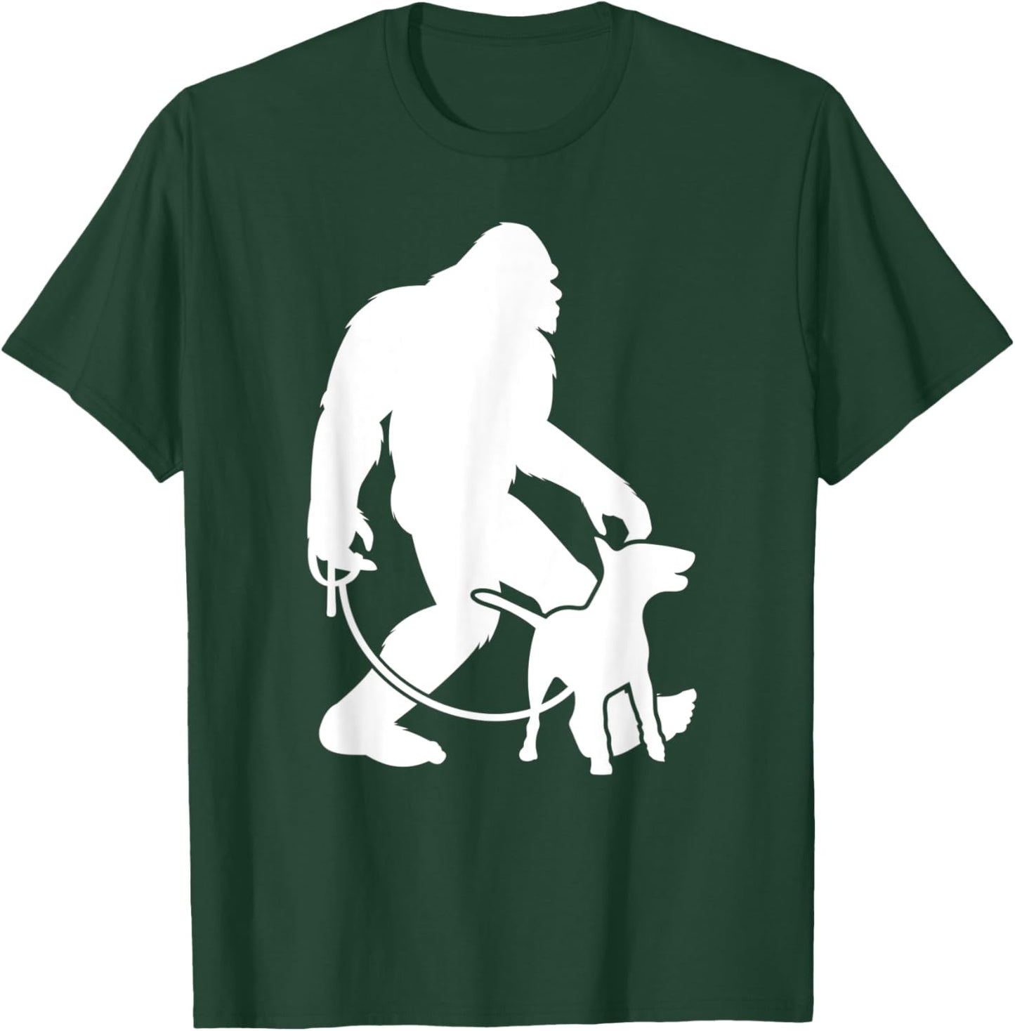 Bigfoot Walking Bull Terrier Dog Lover Sasquatch Dog Walker Women Kids T-Shirt - T-Shirt | Forest