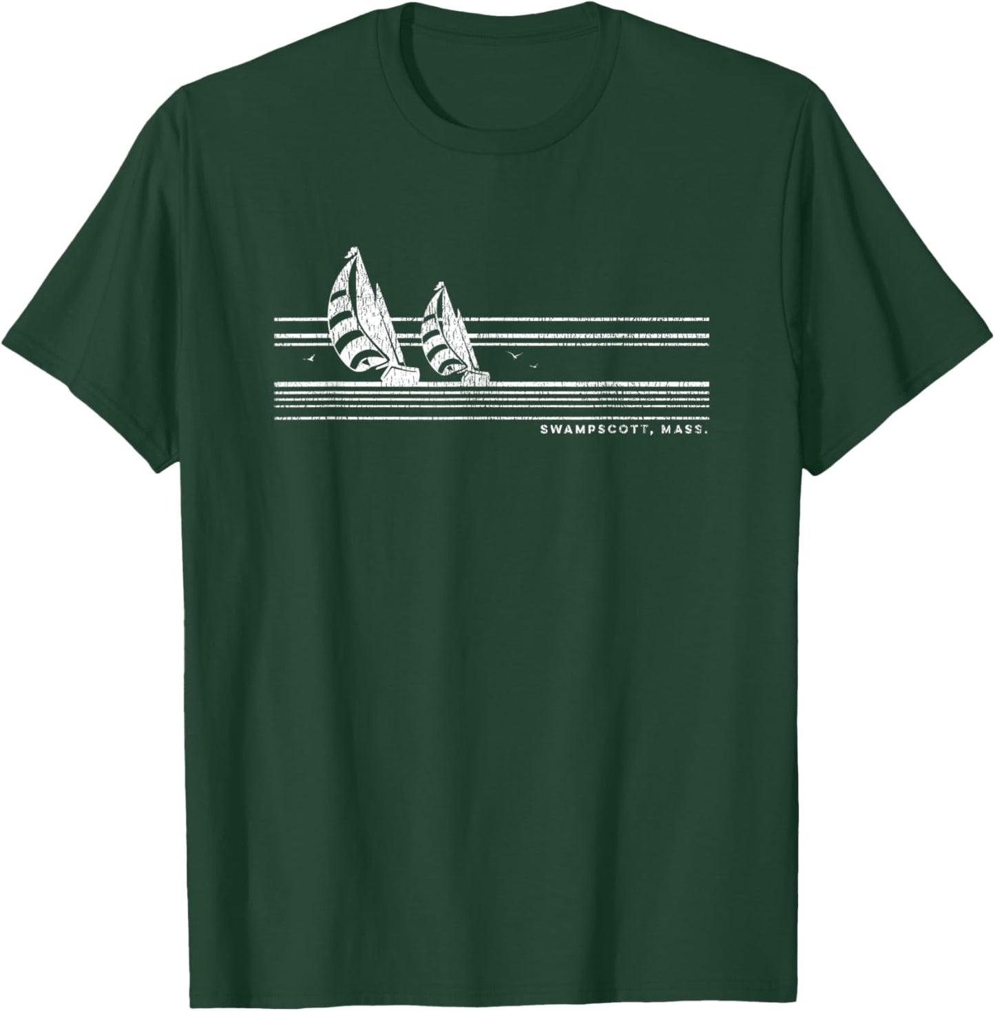 Swampscott MA Vintage Sailing 70s Nautical Sailboat T-Shirt - T-Shirt | Forest