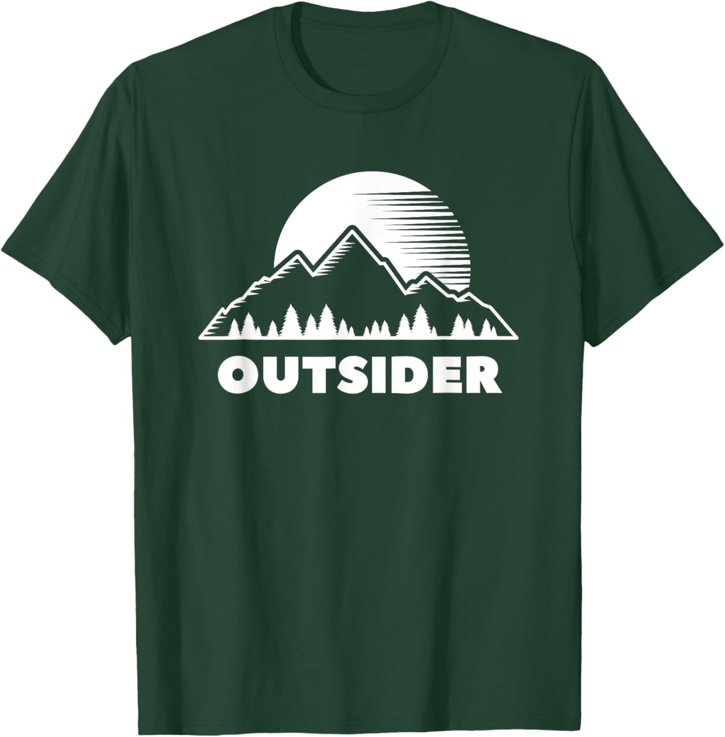 Outsider Mountains Nature Hiking Outdoor Cool Minimalist T-Shirt - T-Shirt | Forest