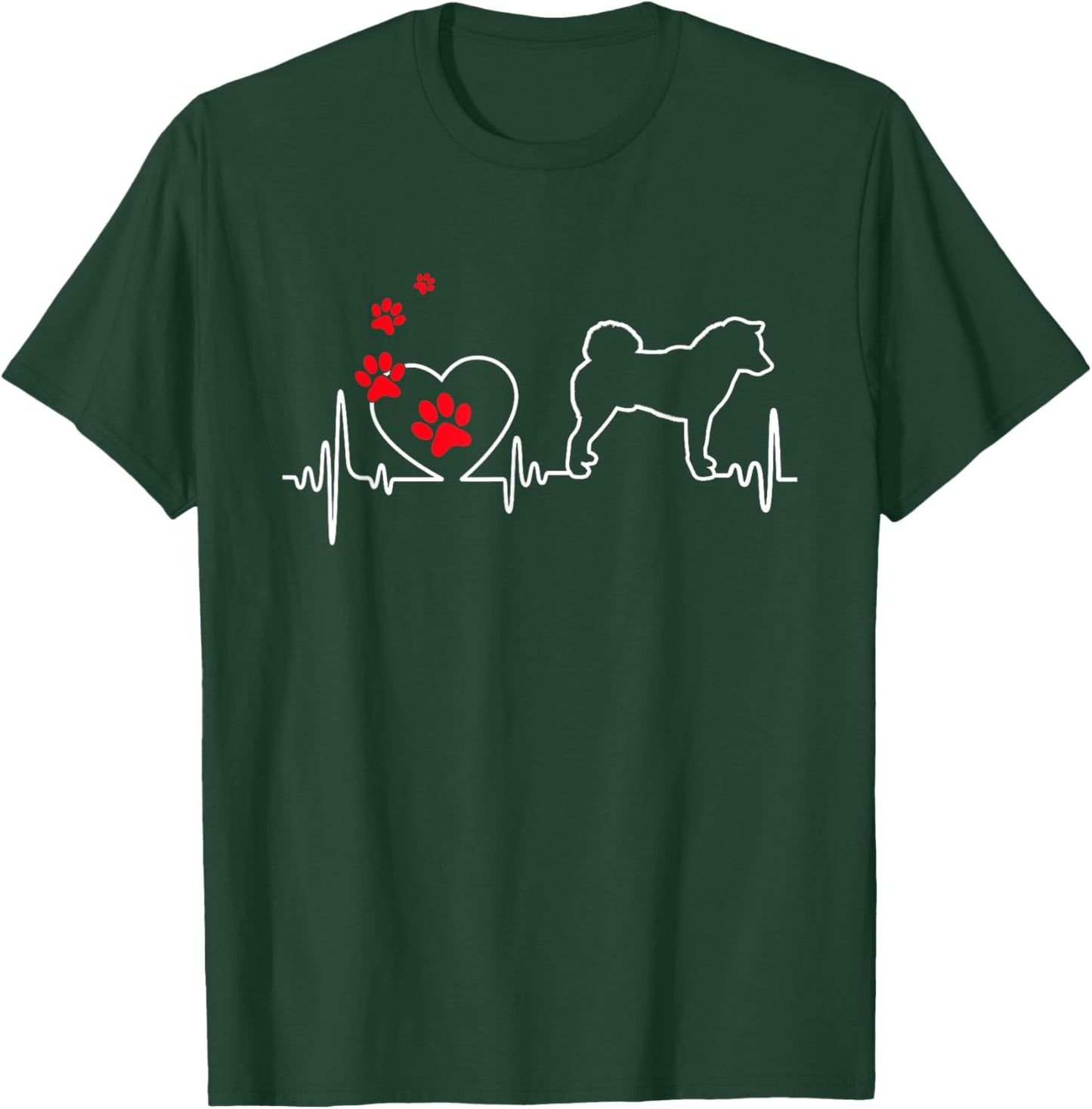 Valentines Day Love Heartbeat Shiba Inu Dog Puppy Lover T-Shirt - T-Shirt | Forest