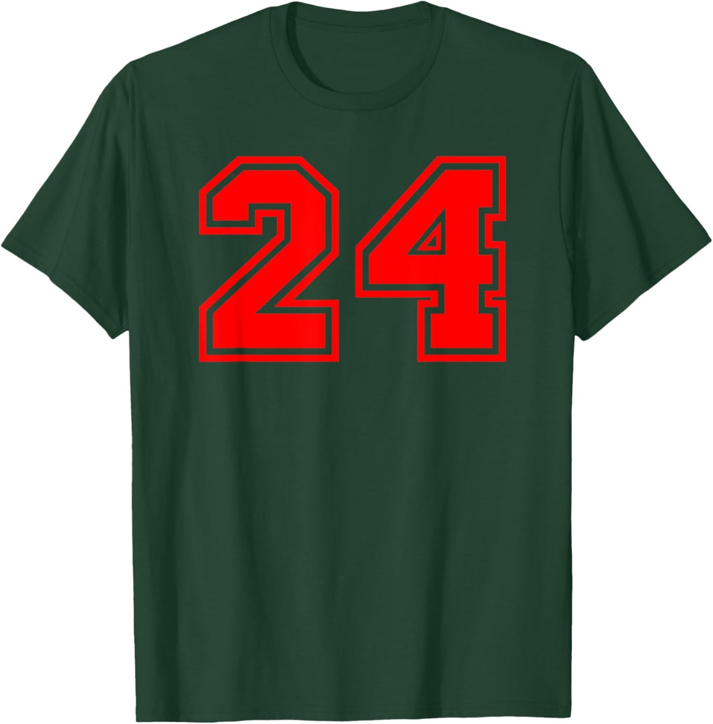 Number #24 Sport Red Varsity Number 24 T-Shirt - T-Shirt | Forest