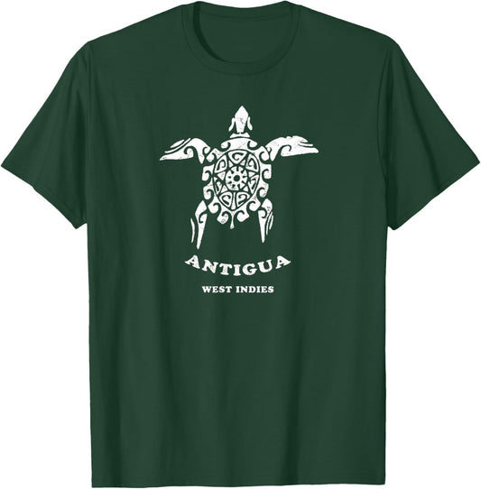 Antigua, West Indies Vintage Tribal Sea Turtle Vacation T-Shirt - T-Shirt | Forest