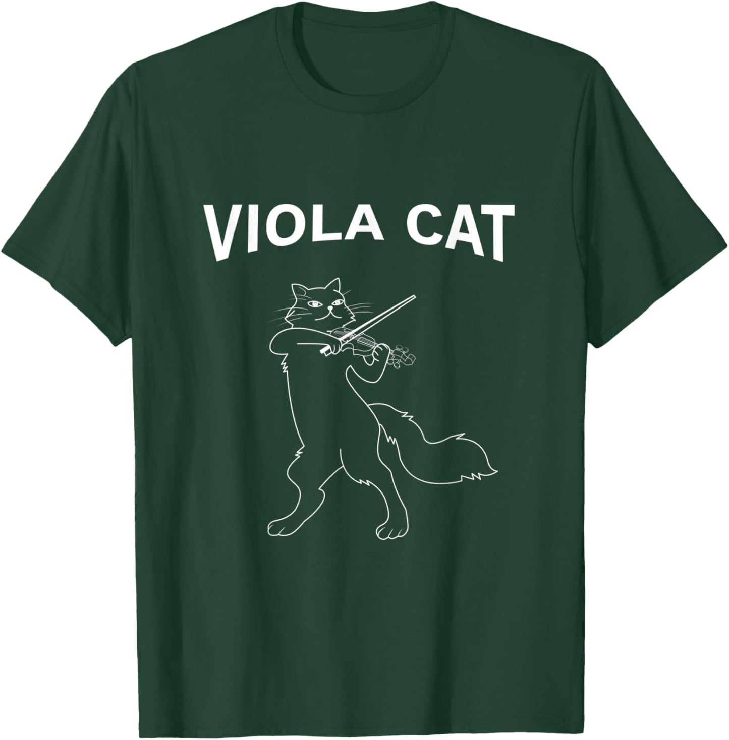 Line Art Cat With Violin T-Shirt - T-Shirt | Forest