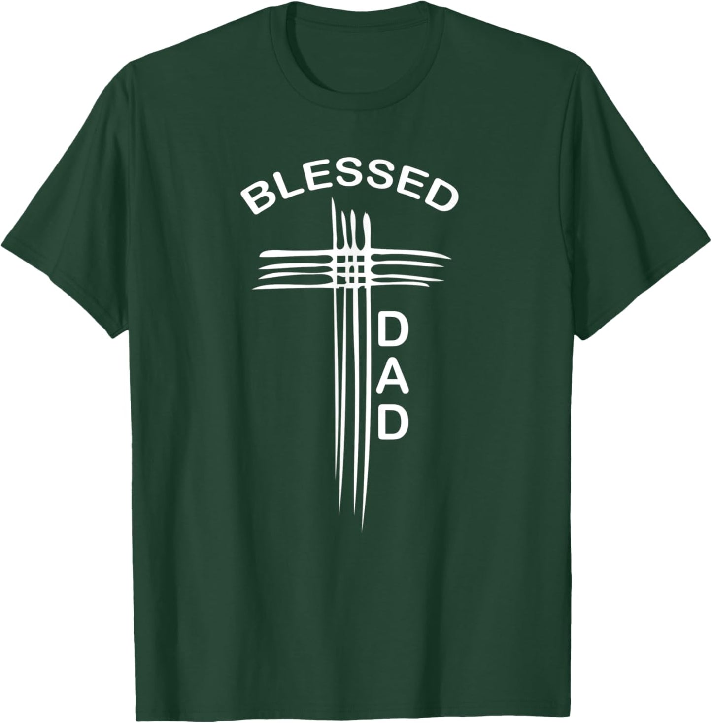 Blessed Dad Christian Cross Religious T-Shirt - T-Shirt | Forest