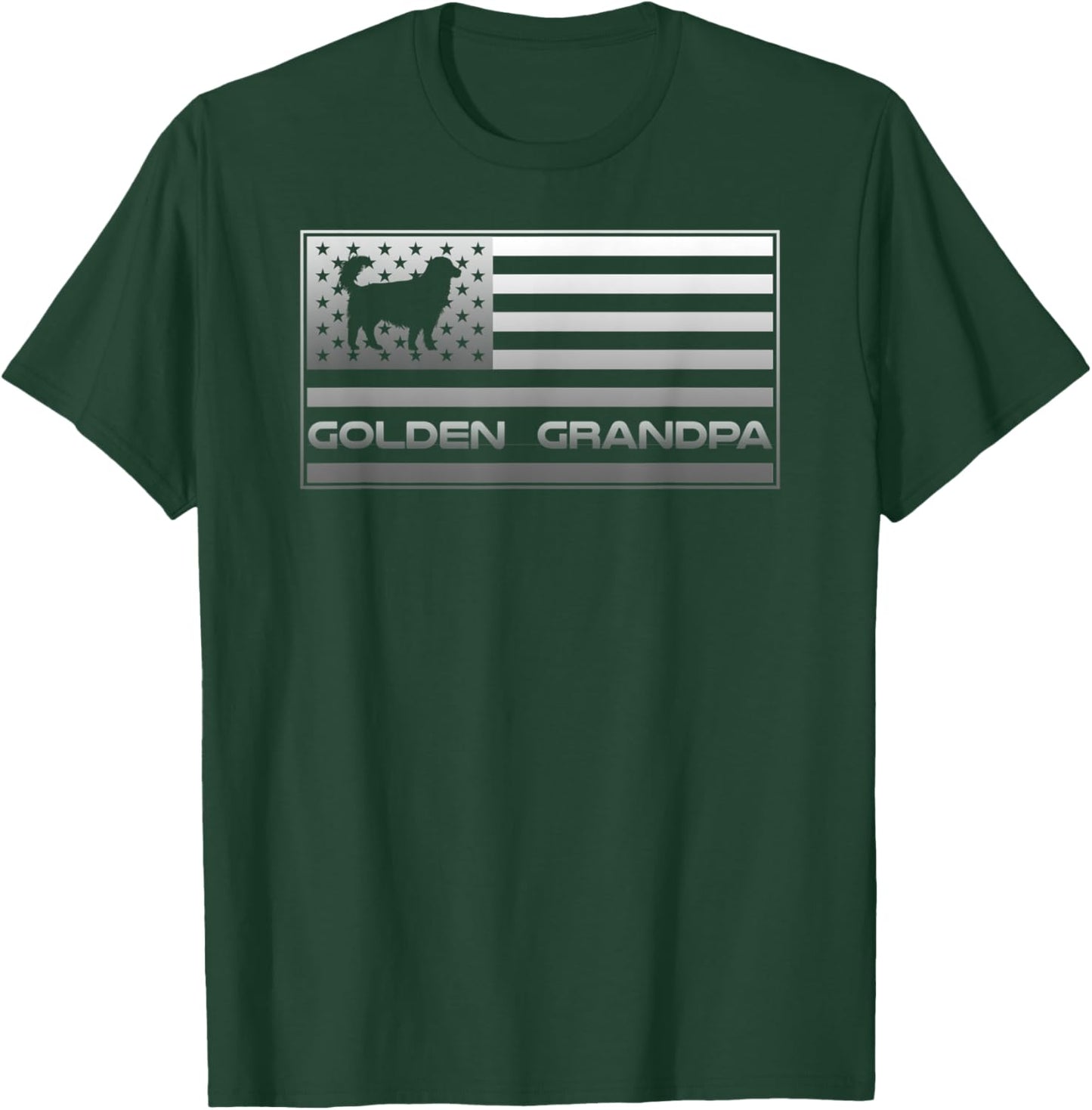 Vintage USA Flag Proud Golden Retriever Grandpa Silhouette T-Shirt - T-Shirt | Forest
