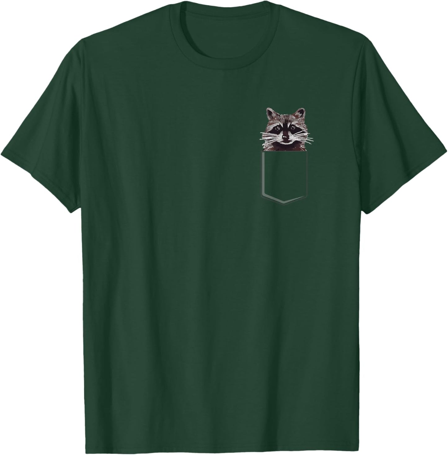 Eating Trash Team Co. Raccoon Lover Trash Panda - Black, , Short Sleeve, Animal Print, Cartoon, Patch Pocket, All Seasons T-Shirt - T-Shirt | Forest