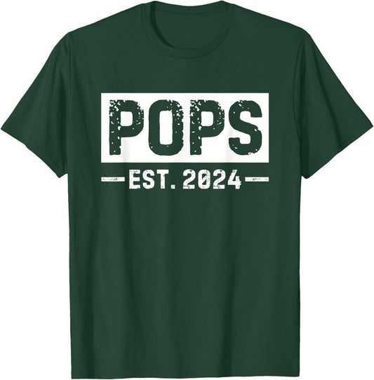 Pops Est 2024 Grandpa T-Shirt - T-Shirt | Forest