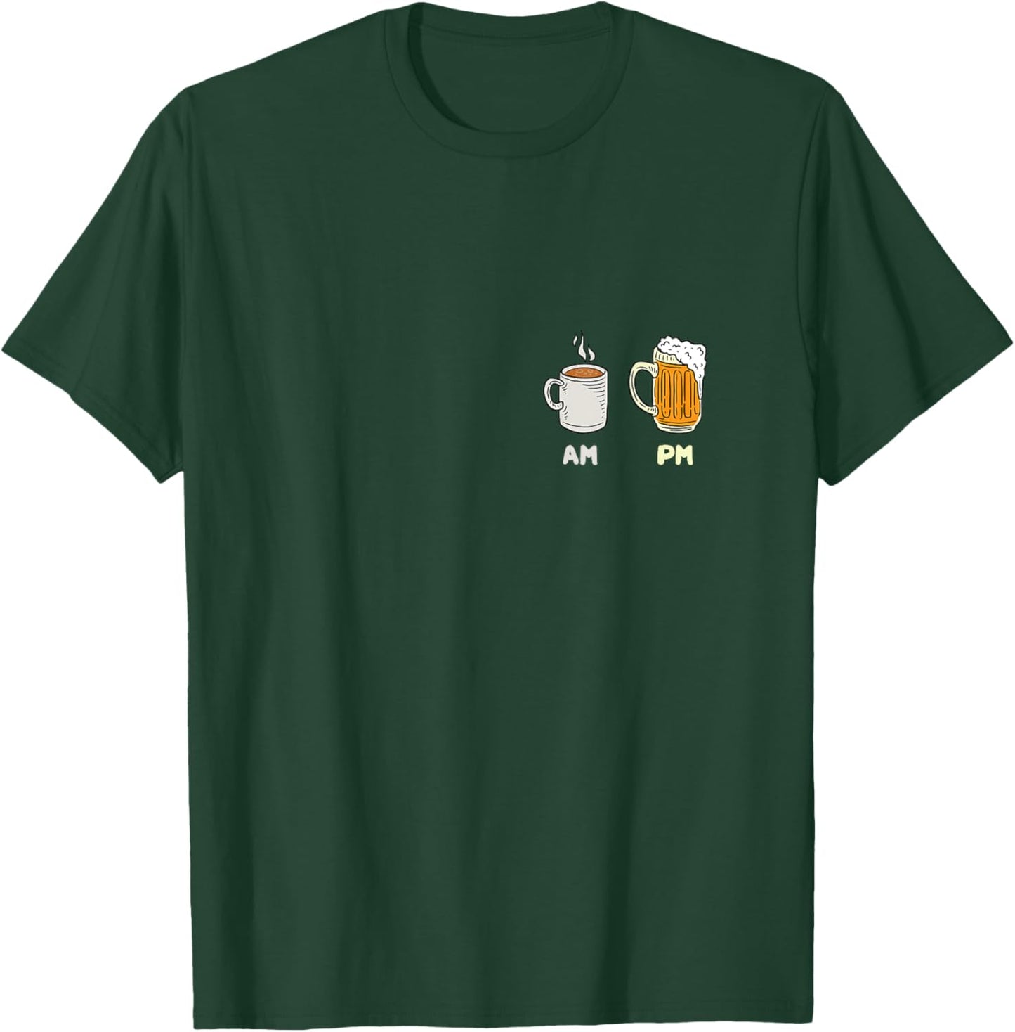 Coffee and Beer Coffee AM and Beer PM Beer Hops Party Drink T-Shirt - T-Shirt | Forest
