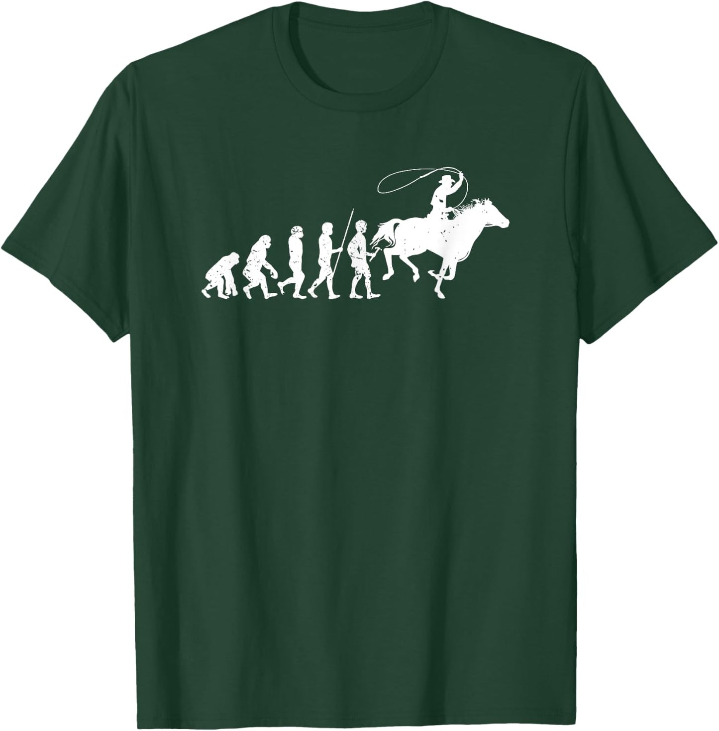 Evolution of Roping Rodeo Western Horse | Rodeo Cowboy T-Shirt - T-Shirt | Forest