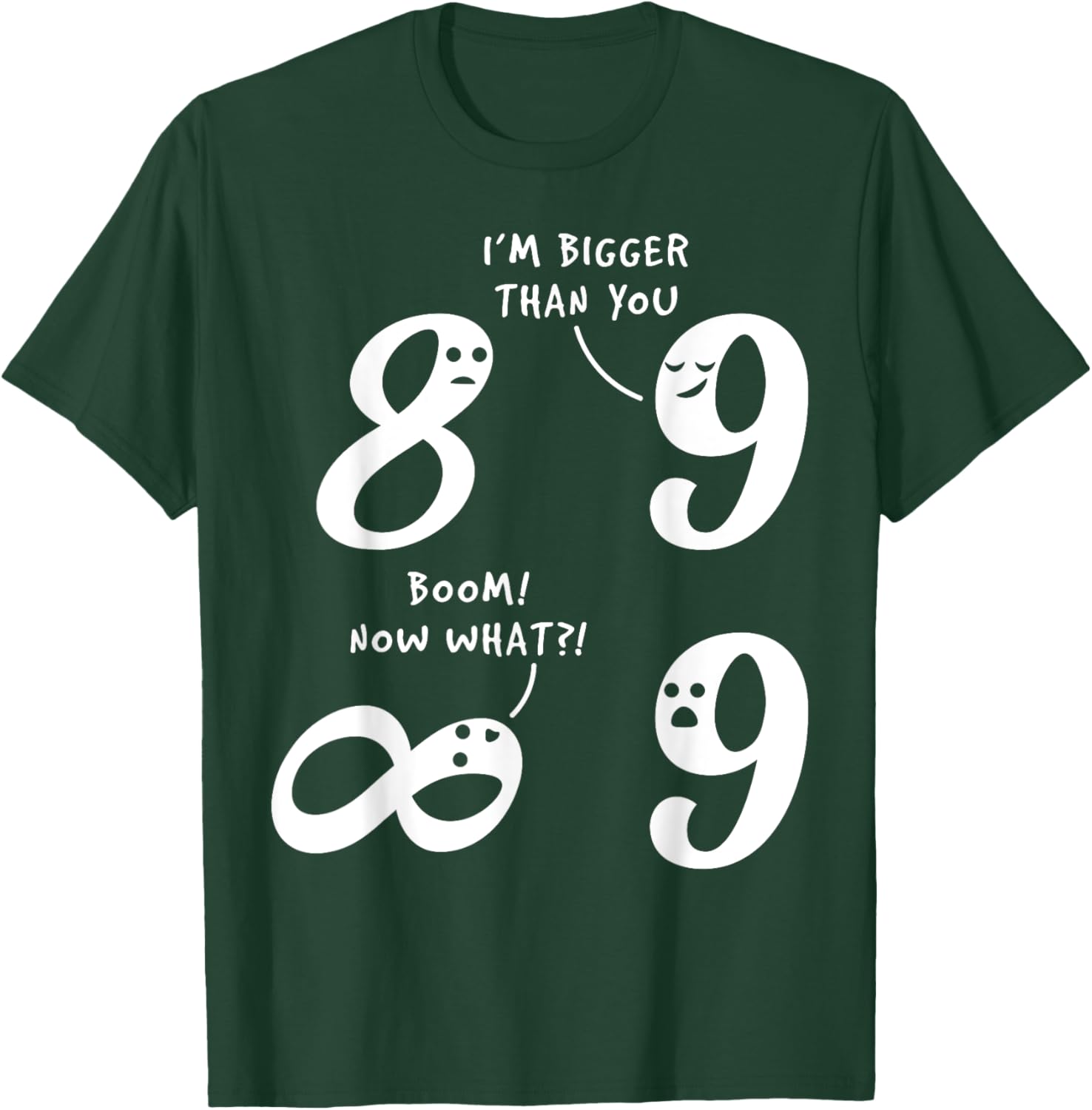 9 Is Bigger Than 8 But Not Infinity Funny Math Lover Joke T-Shirt - T-Shirt | Forest