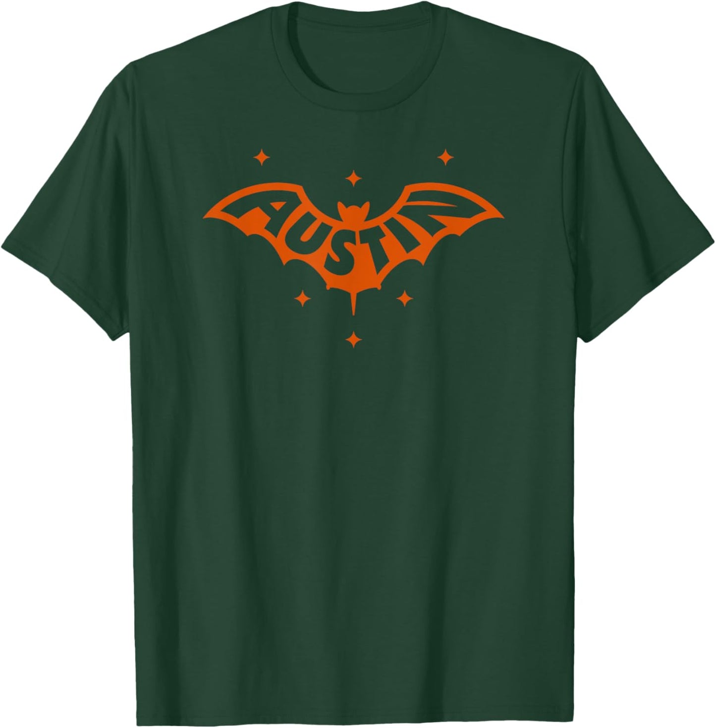 AUSTIN BAT - Austin TX Bat Logo With Stars Design In Orange T-Shirt - T-Shirt | Forest