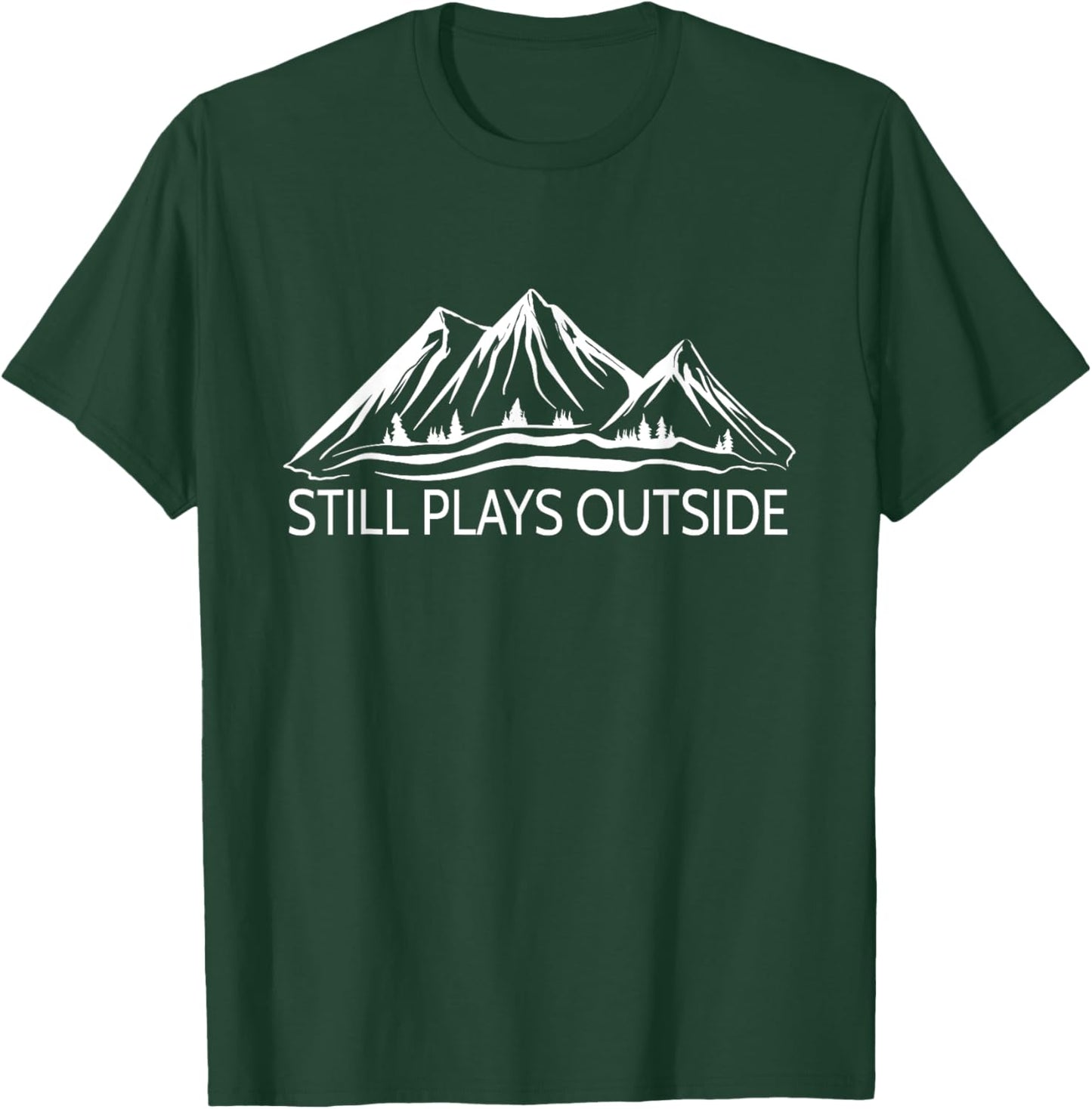 Hiking & Nature Forest Scene with Mountain Still Plays Outside Hiking and Camping , Green, Small T-Shirt - T-Shirt | Forest