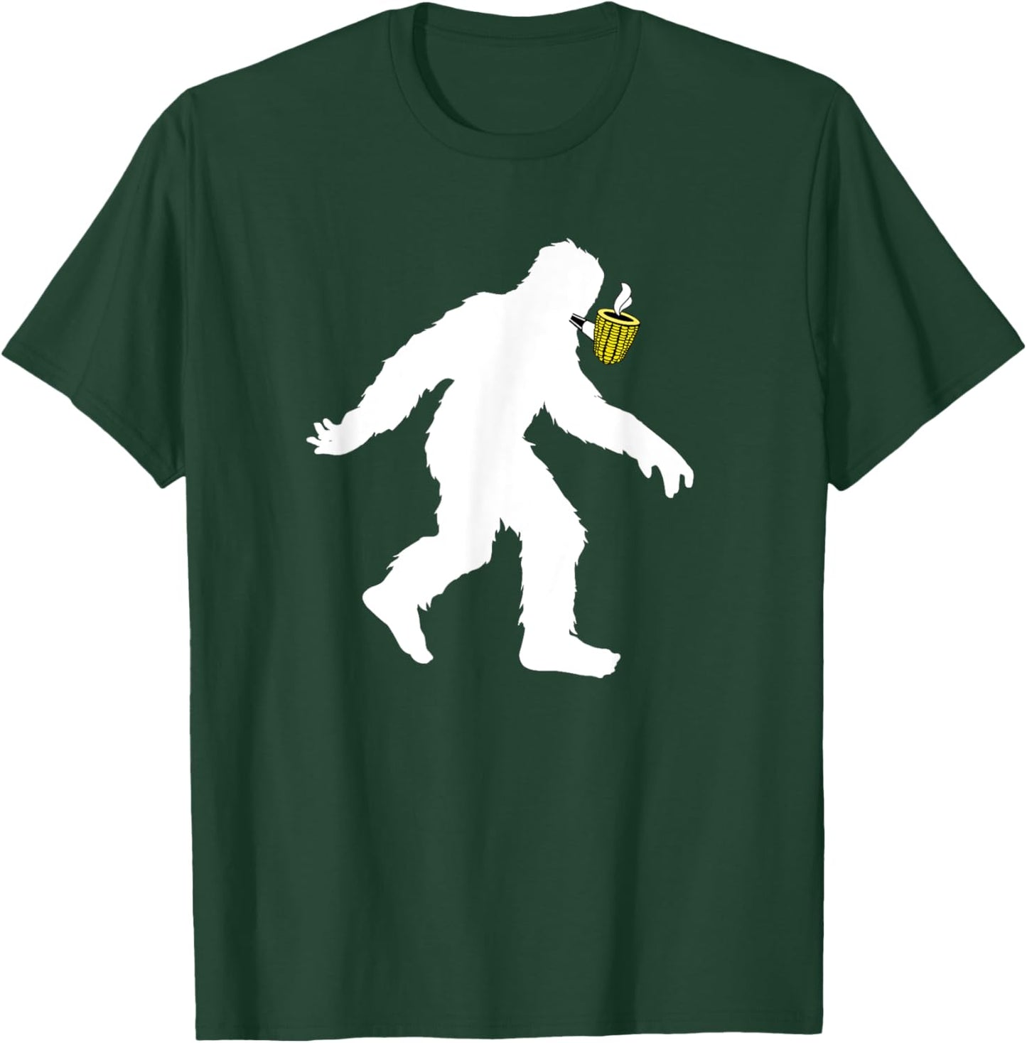 Corncob Tobacco Bigfoot Pipe Smoking Sasquatch Pipe Smoker T-Shirt - T-Shirt | Forest