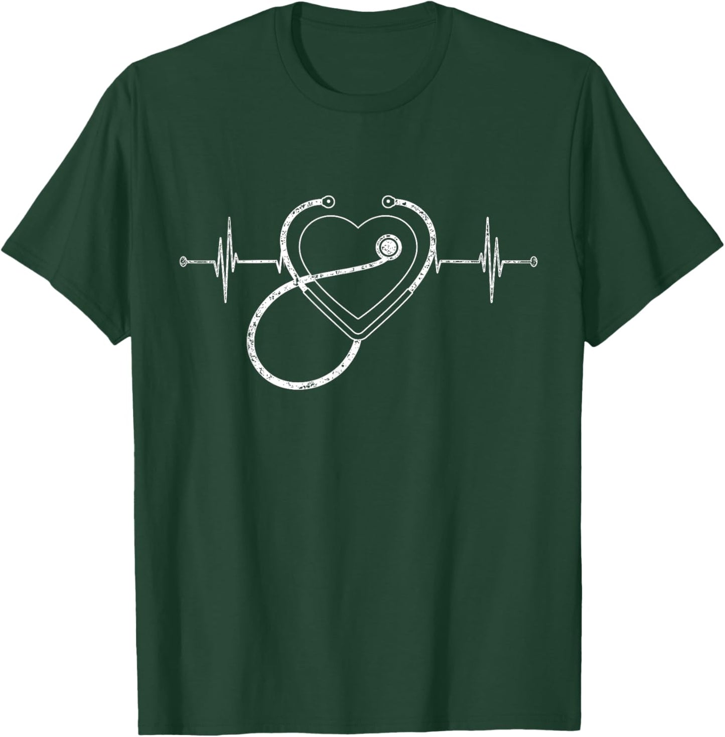 Nursing Stethoscope Nurse Heartbeat Gift Medical Staff Nurse T-Shirt - T-Shirt | Forest