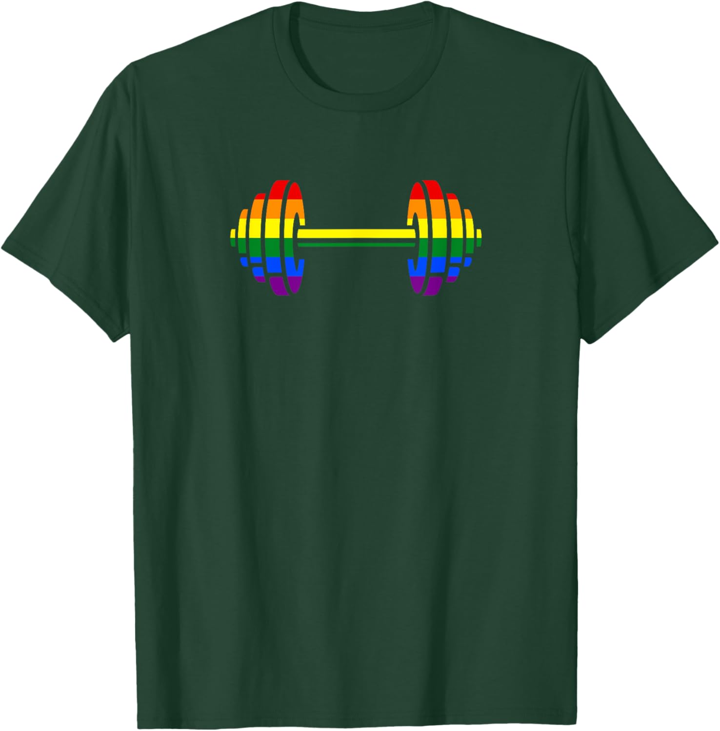 Gay Pride Rainbow Dumbbell Gym T-Shirt - T-Shirt | Forest