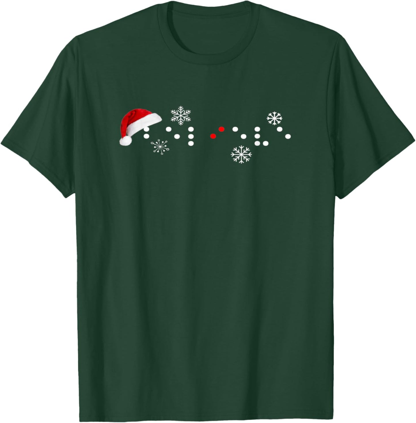 Believe In Braille Christmas Santa Hat Visually Impaired T-Shirt - T-Shirt | Forest