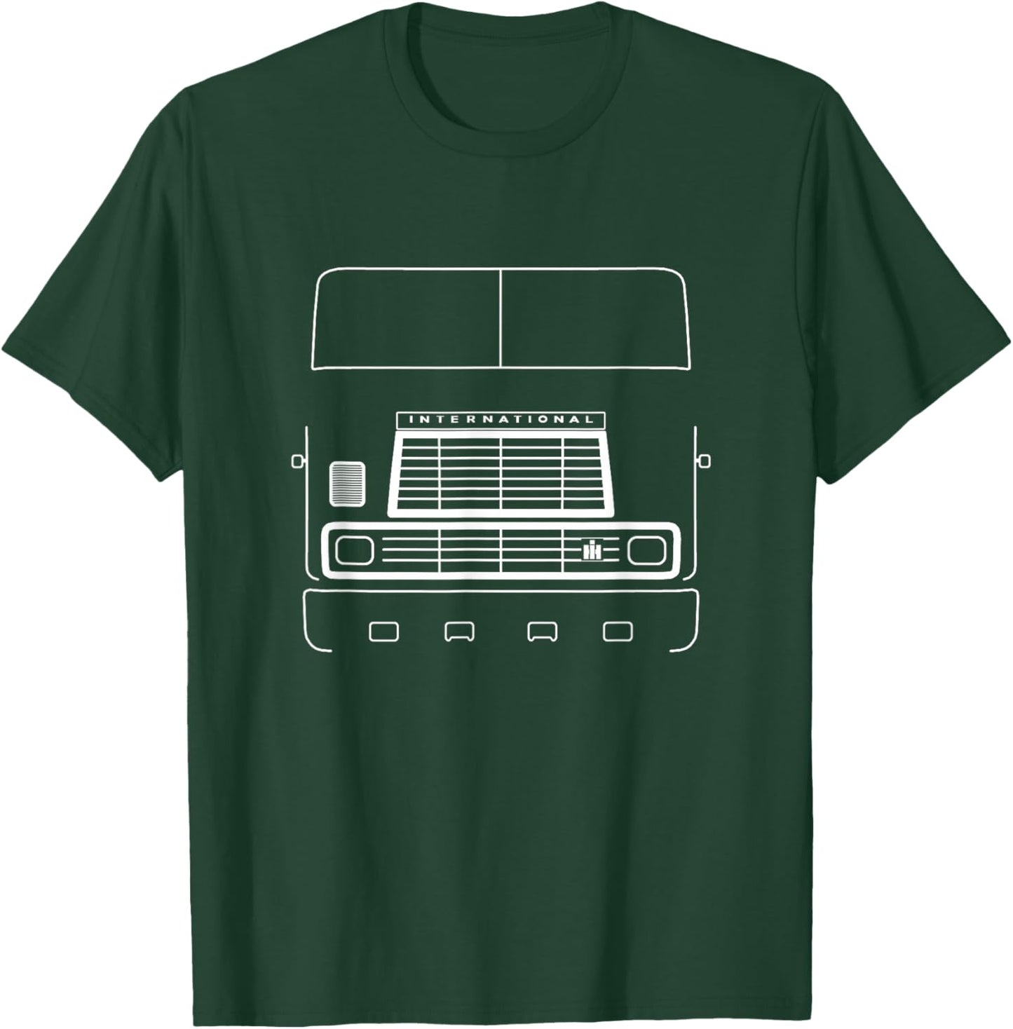 International Harvester vintage big rig truck white outline T-Shirt - T-Shirt | Forest