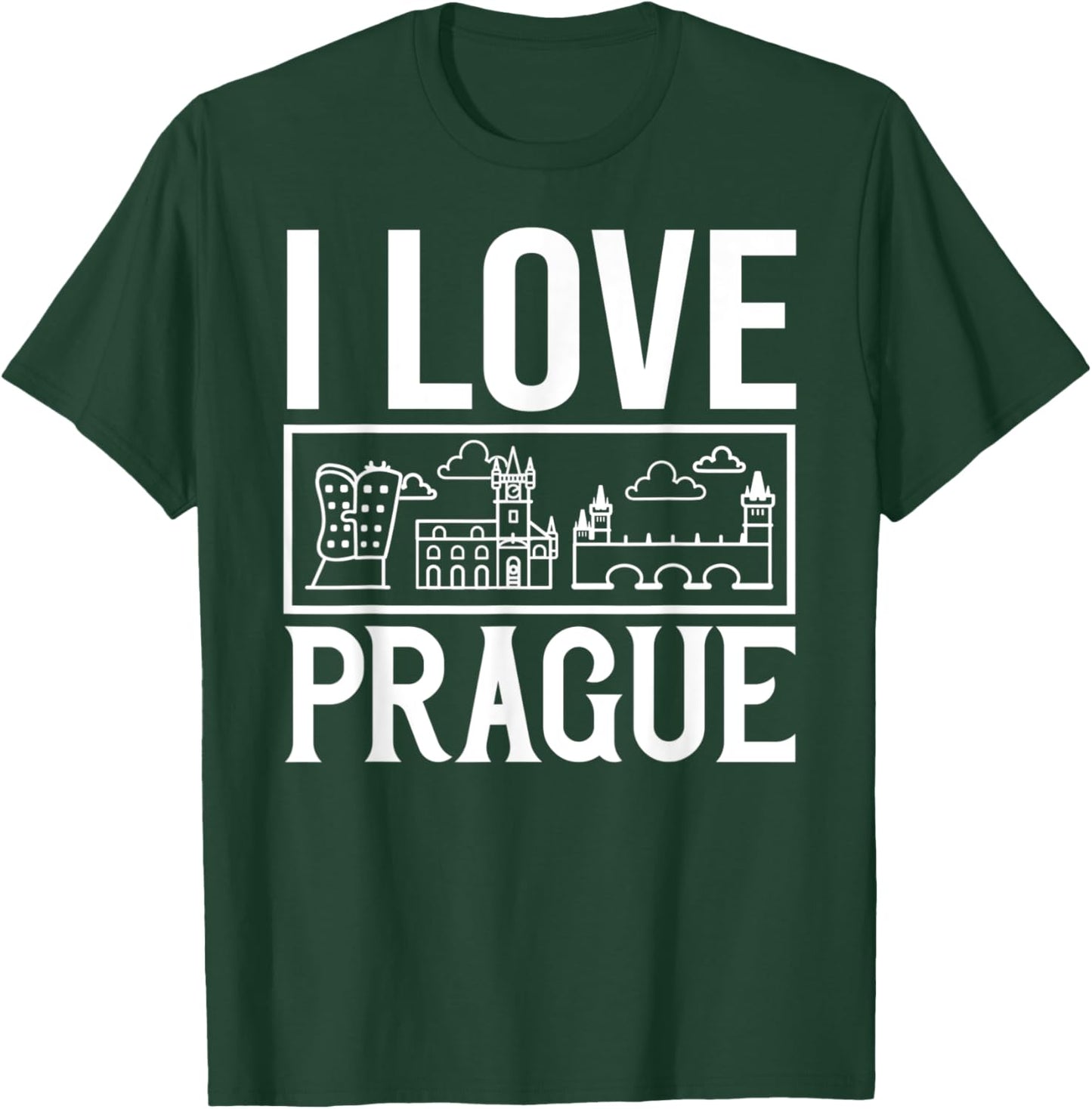 Prague Czech Republic City Skyline Map Travel T-Shirt - T-Shirt | Forest