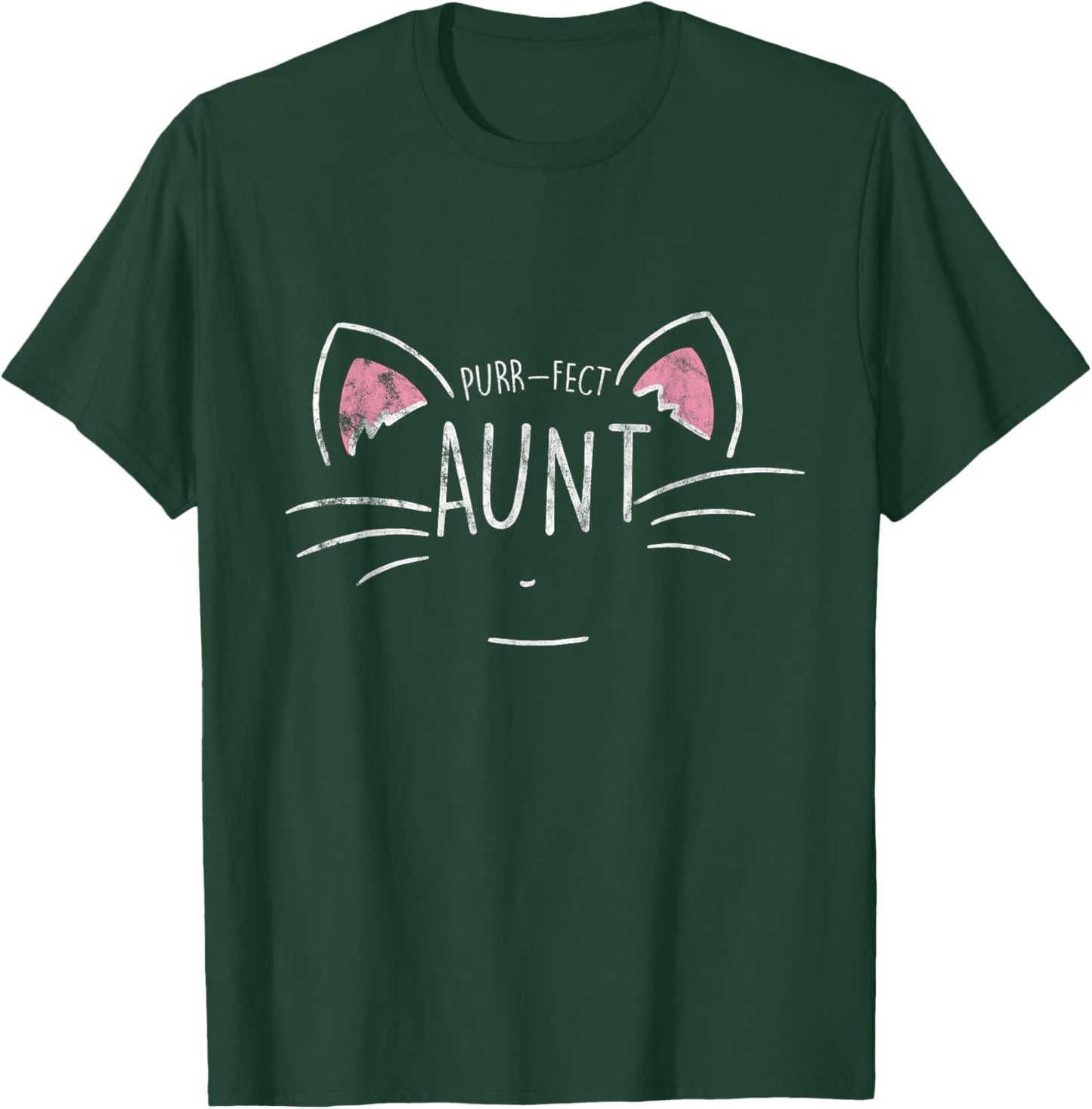 Funny Purr-fect Aunt Auntie Cat Lover Pet -Adults Black Cotton Blend Short Sleeve Classic Fit Small T-Shirt - T-Shirt | Forest